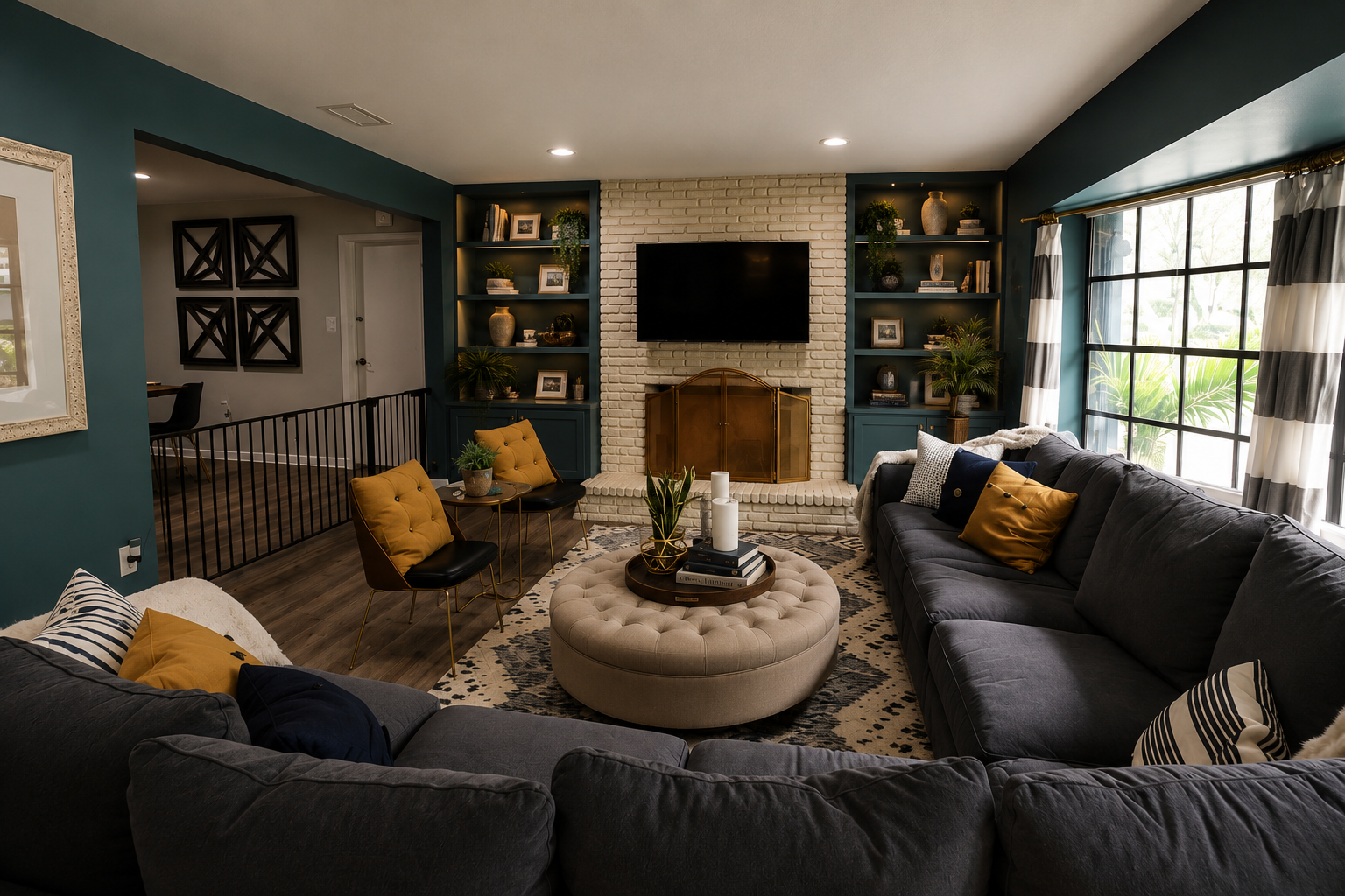 Tampa house livingroom built ins book shelves.png