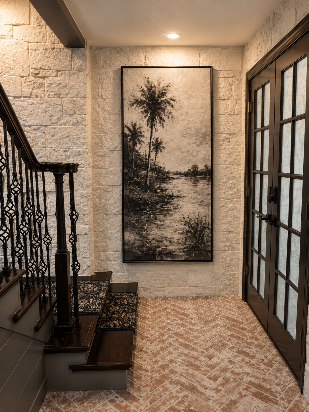 joeys main house hallway brick herringbone.png