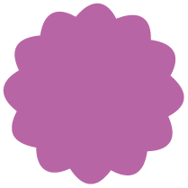 A purple flower-shaped object with scalloped edges.
