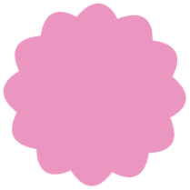 A pink, flower-shaped object or design.