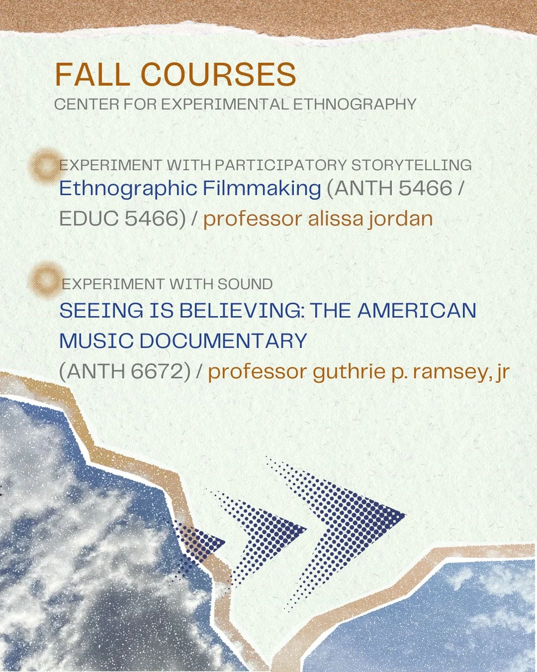 Still deciding on courses for the Fall? Check out the CEE's classes on "Ethnographic Filmmaking" with Professor Alissa Jordan and "The American Music Documentary" with Professor Guthrie P. Ramsey, Jr.