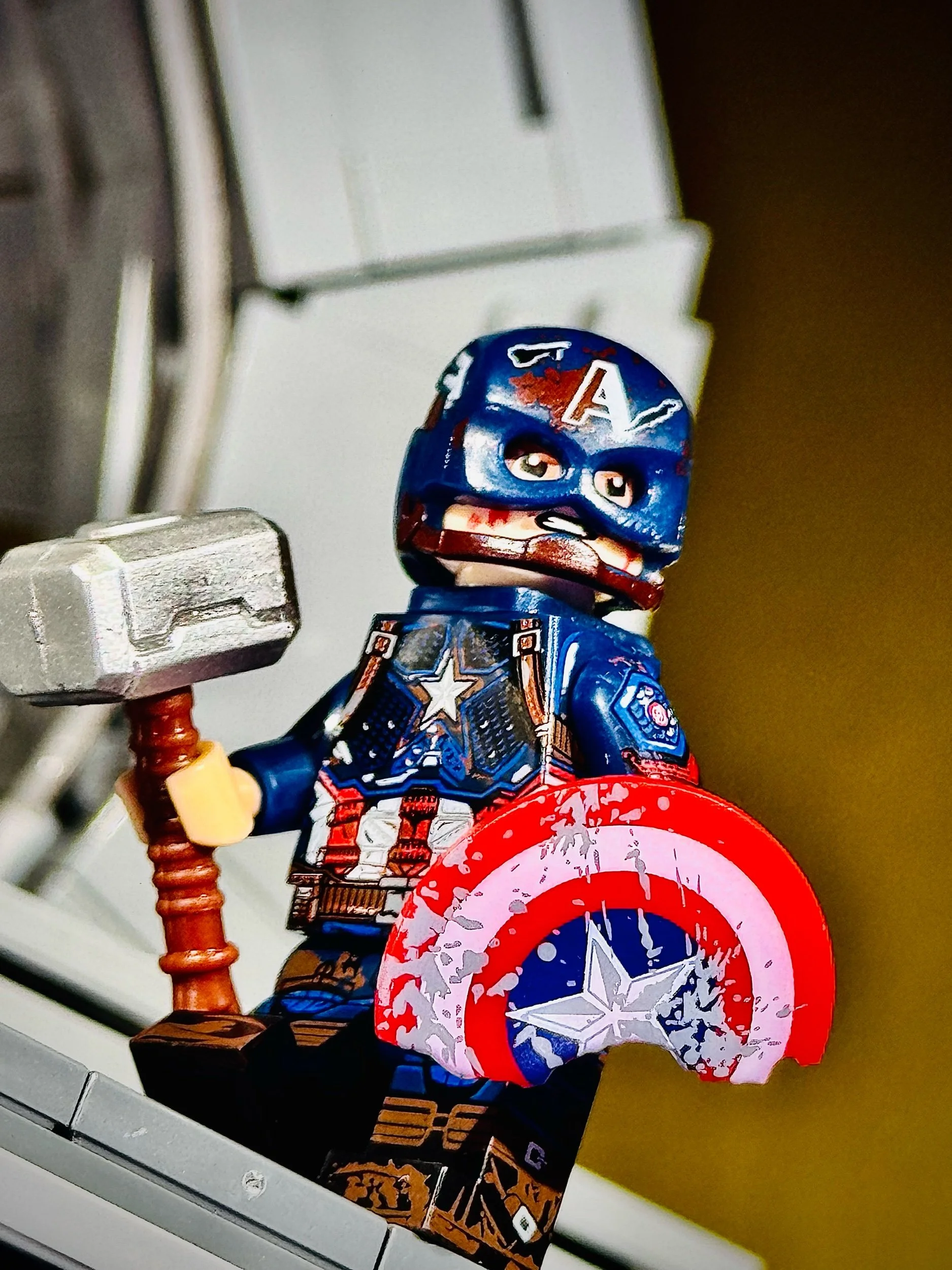 Battle Damage Captain America Marvel Concept Minifigure