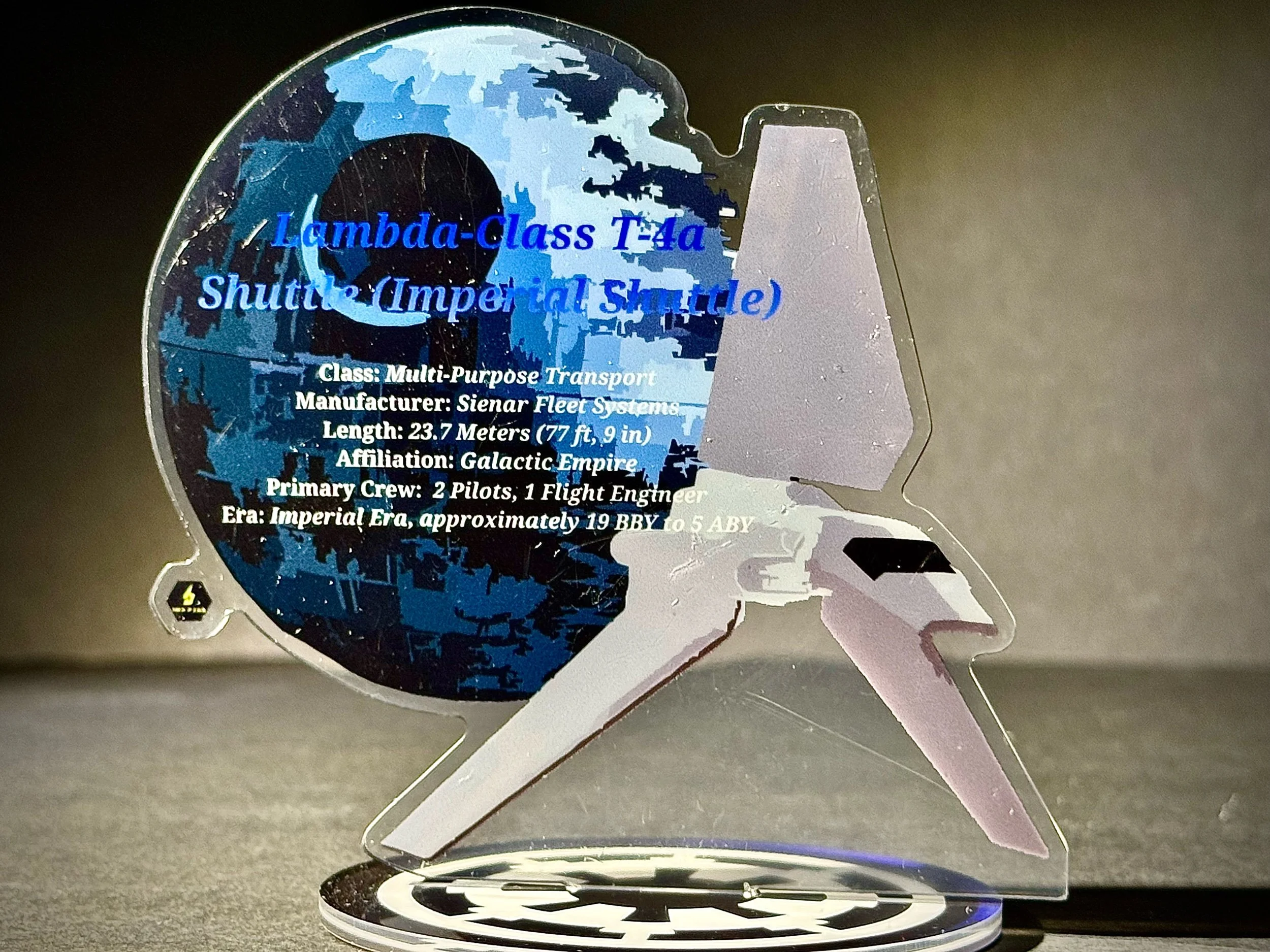 Lambda-Class T-4a Shuttle Display Plaque — A Hex-Figs Original Design