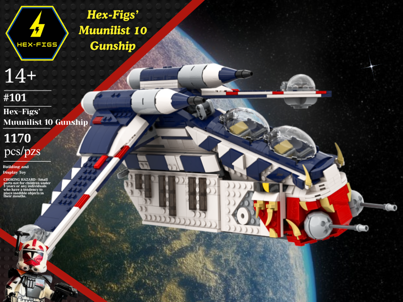 The Muunilinst 10 Gunship Building Set - Tigershark Clone Troopers Inspired Concept