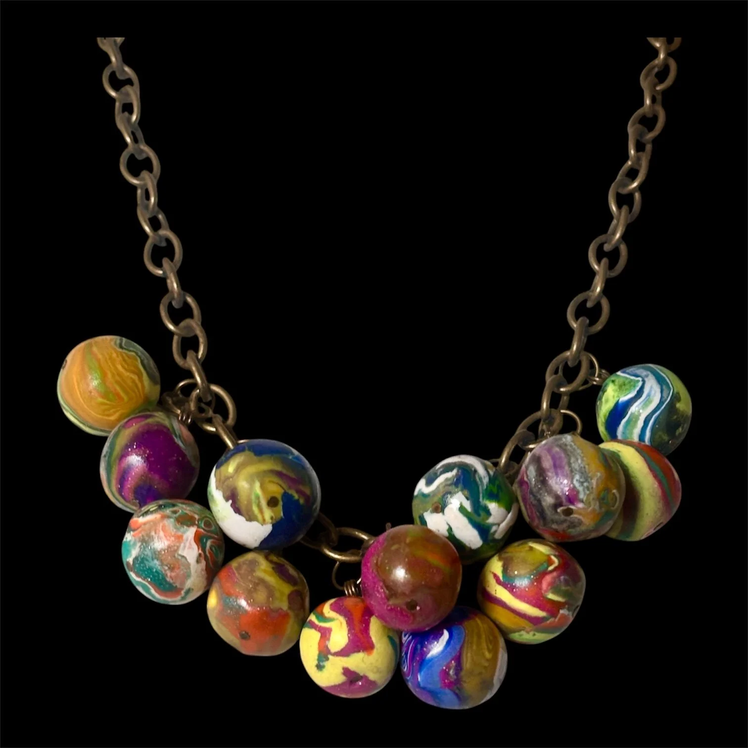 Polymer Clay Multi Colored Ball Necklace Funky Fun