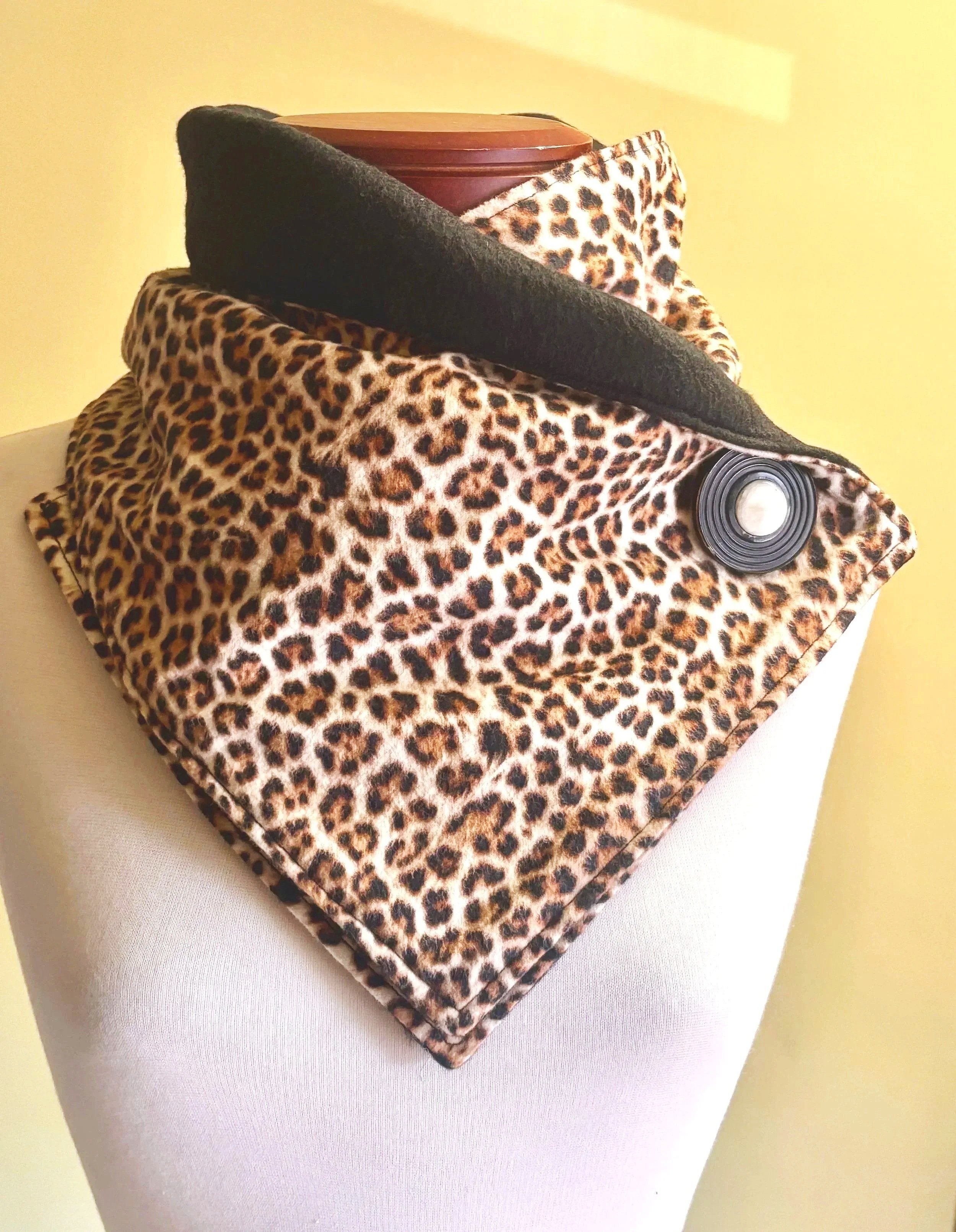 Handmade FLEECE Neck Warmer Scarf Leopard Animal Print