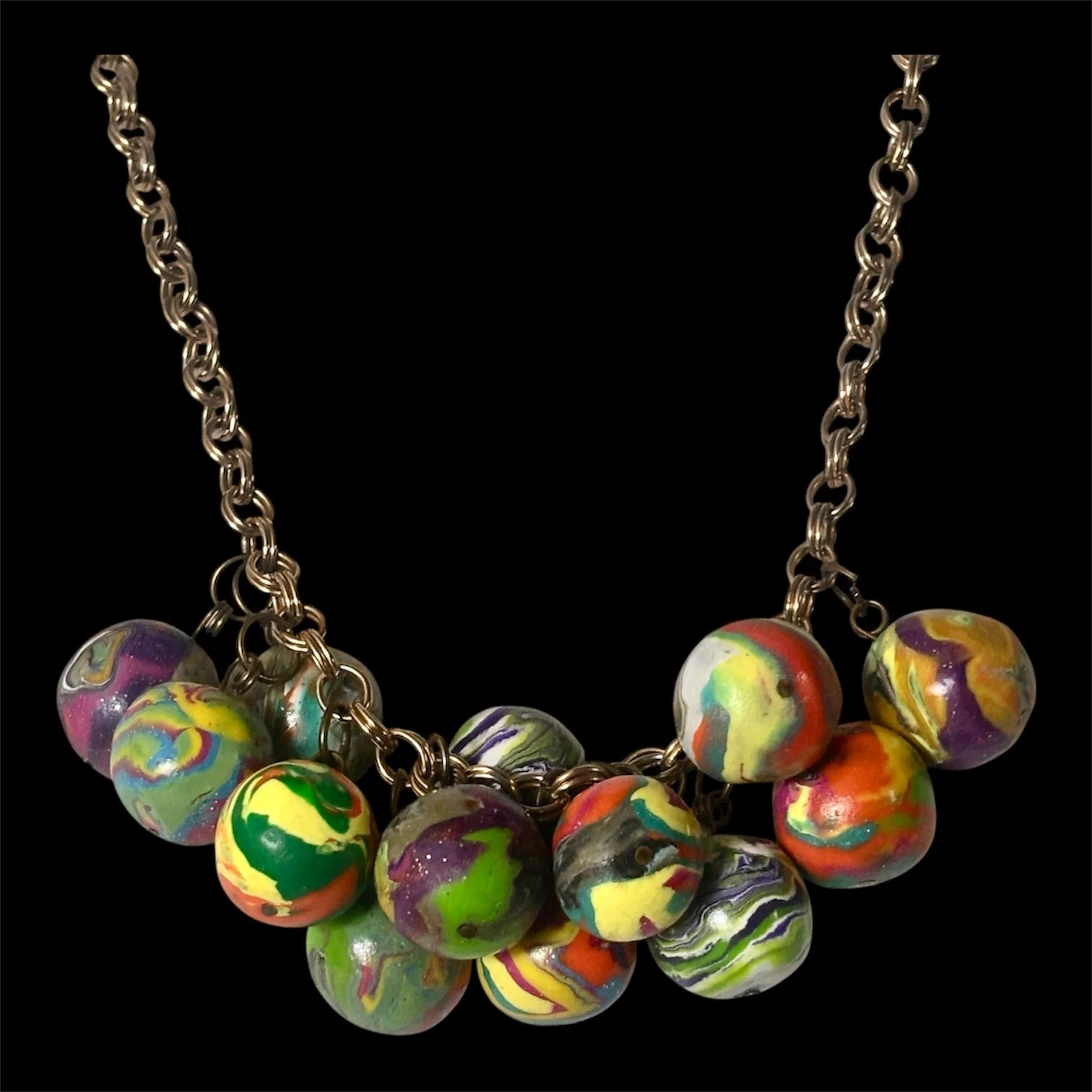 Polymer Clay Multi Colored Ball Necklace Funky Fun