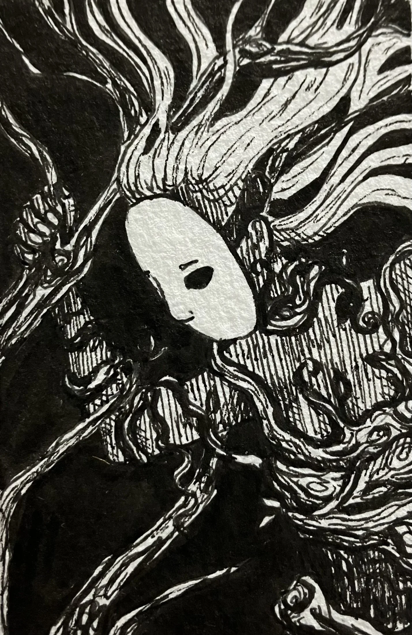 Meliae, Ink on watercolor paper, 2.25 x 3.25 in