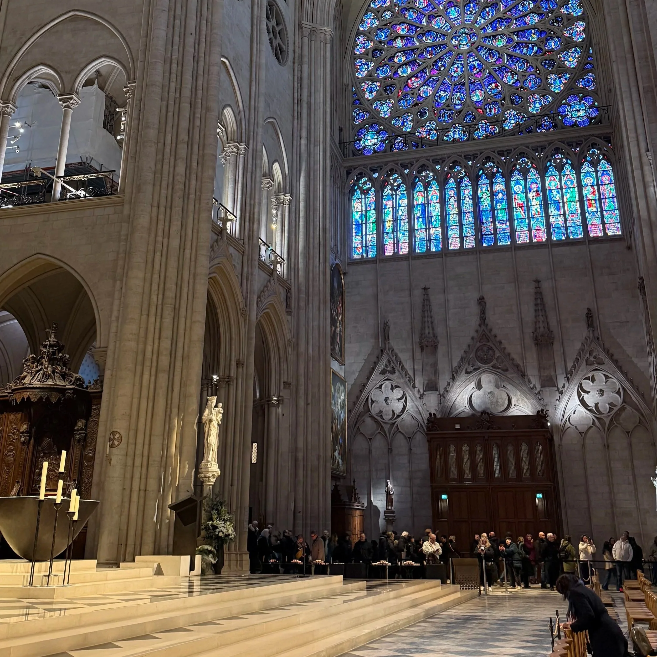 Inside of Notre Dame Cathedral in Paris, France