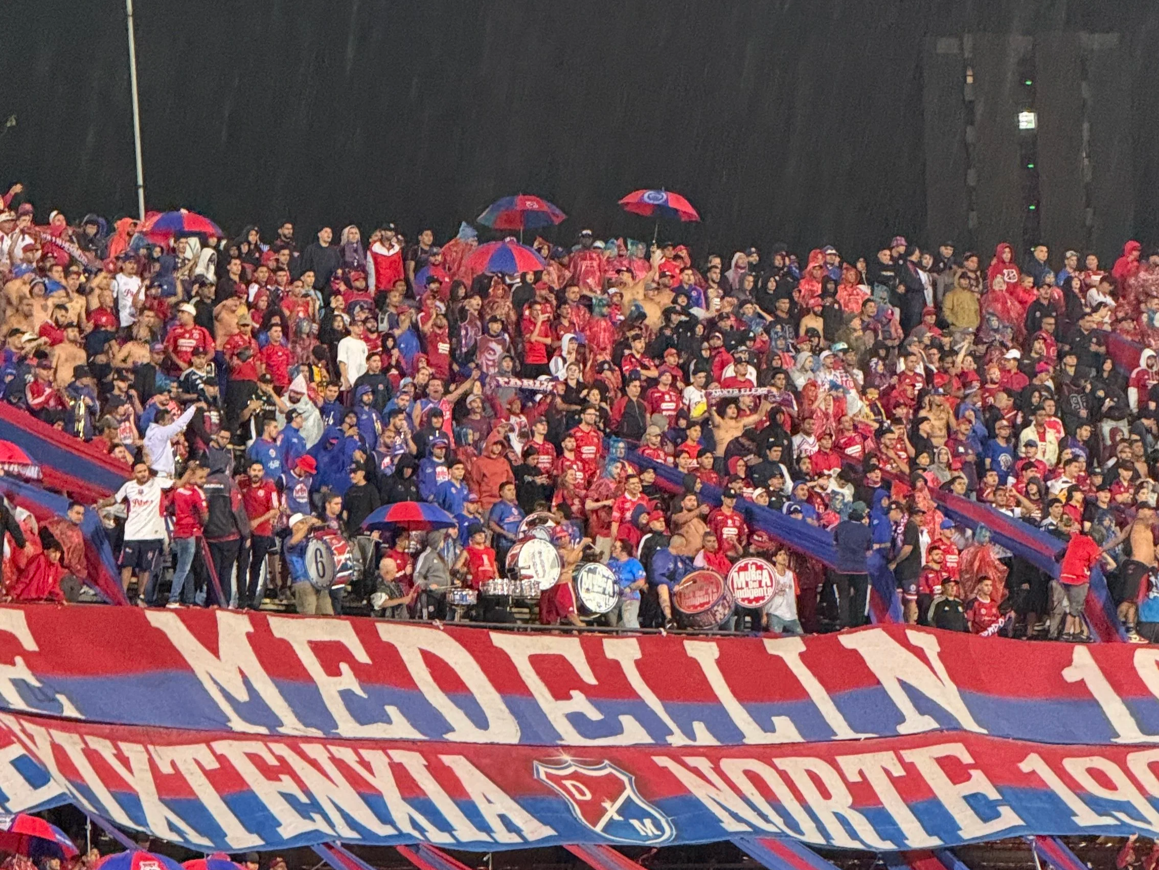 Fans at the Medellin vs. Liverpool football match in Medellin Colombia