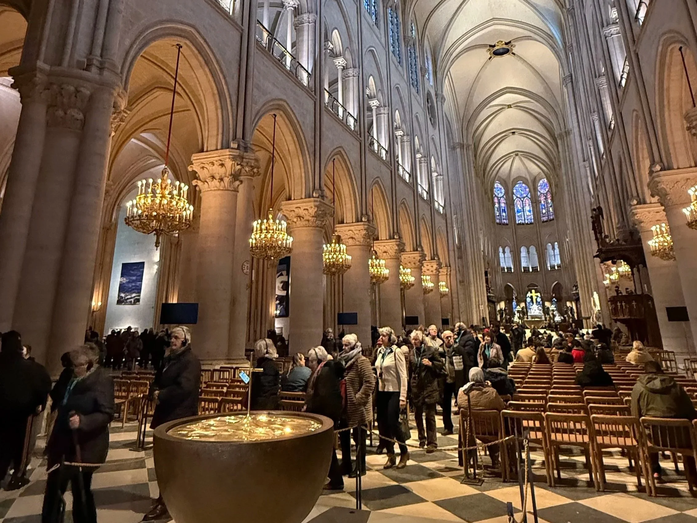 Inside Notre Dame Cathedral in Paris, France
