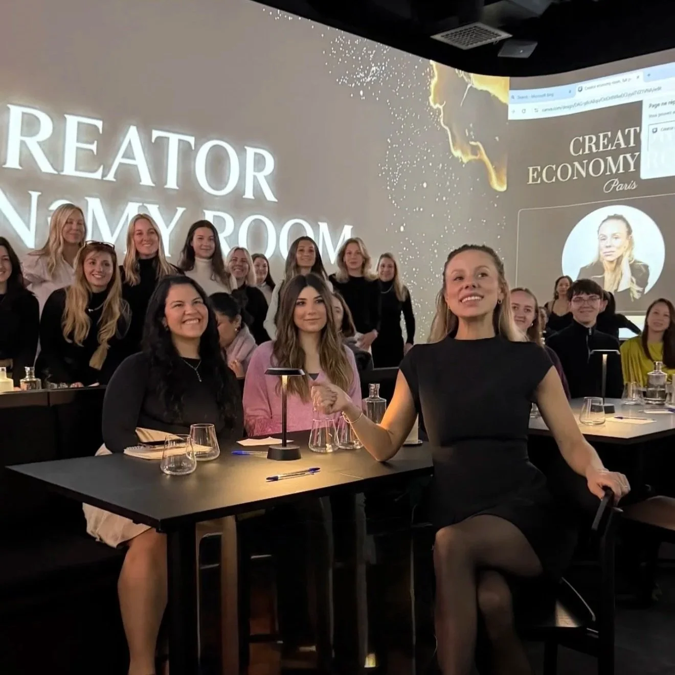 Amanda Rollins AmericanFille and group of content creators in Paris, France