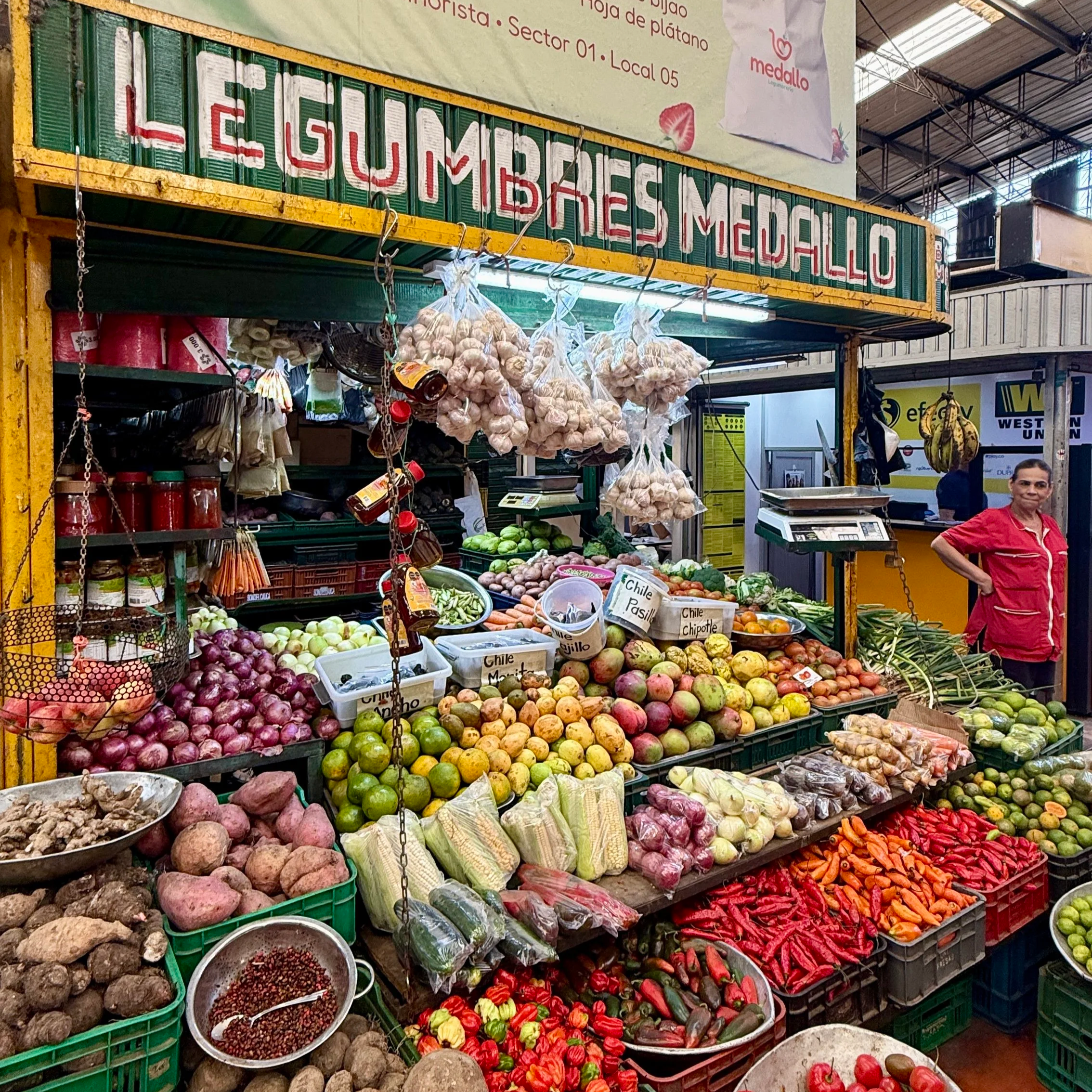 Fruit stand at Plaza Minorista on the Exotic Fruits Tour in Medellin, Colombia
