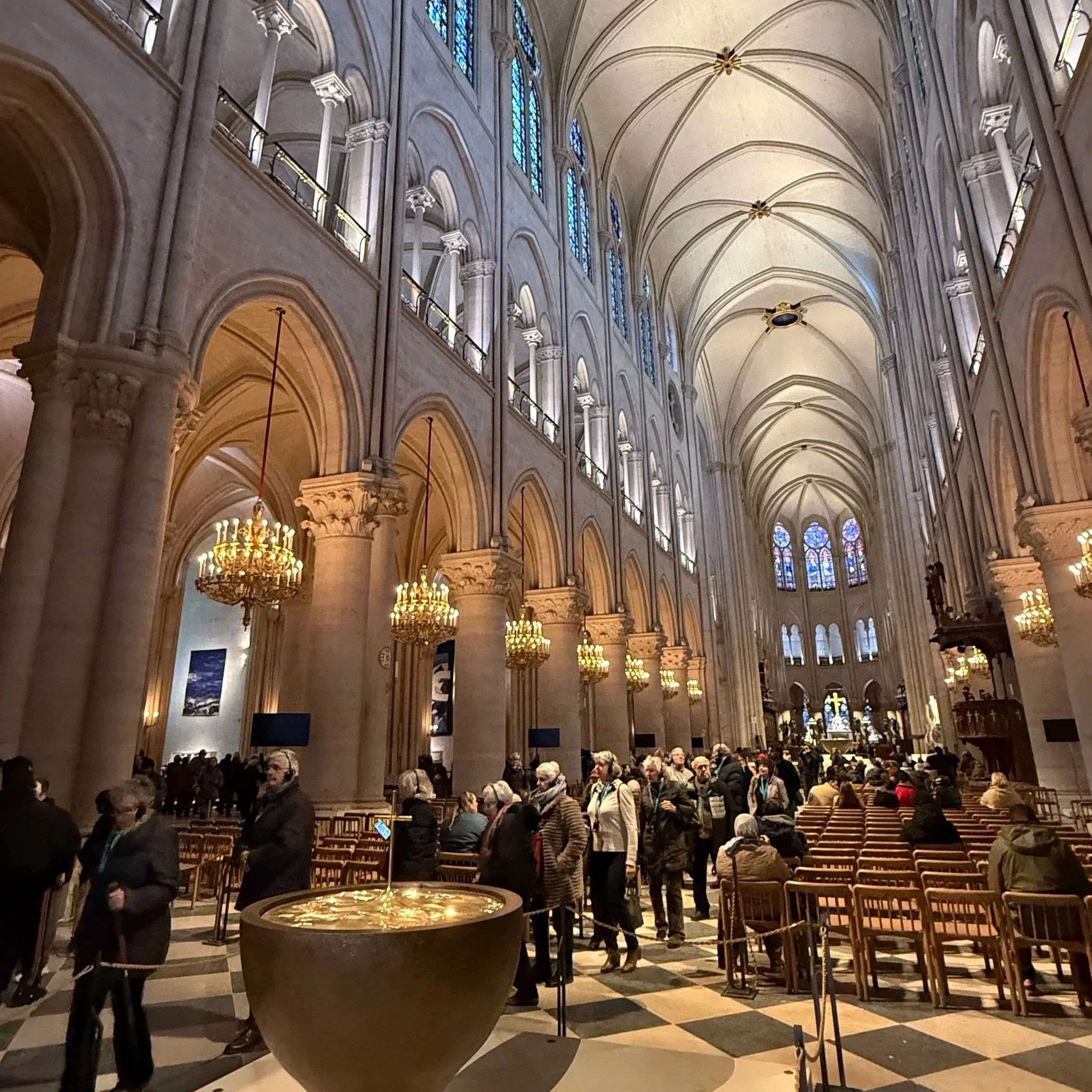 Inside of Notre Dame Cathedral in Paris, France