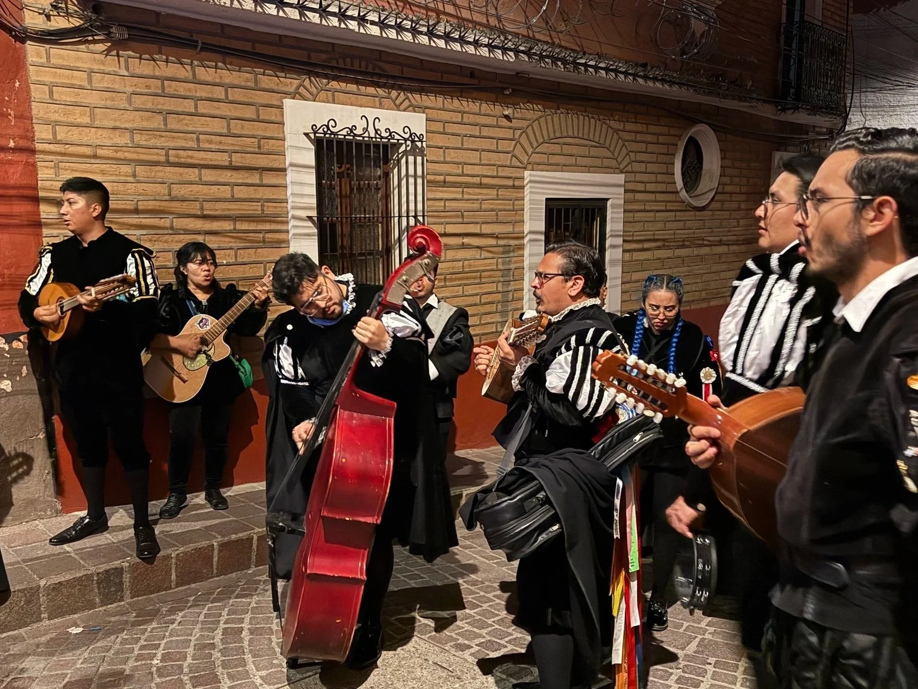 Callejoneadas musicians performing in Guanajuato, Mexico