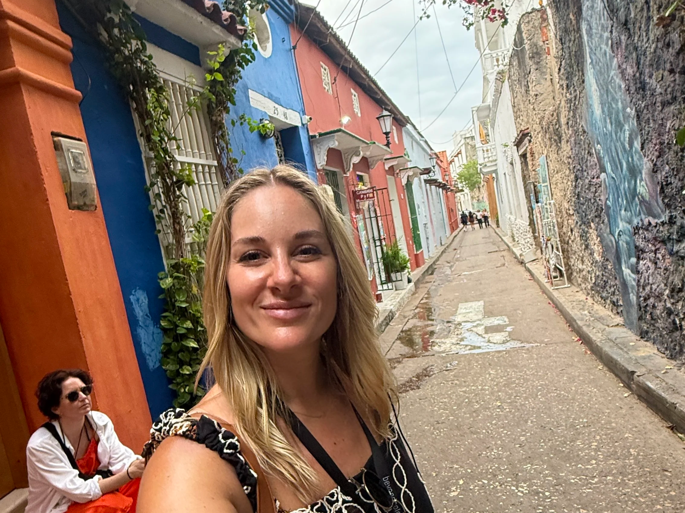 Megan on a walking tour of the old city and Getsemaní in Cartagena Colombia