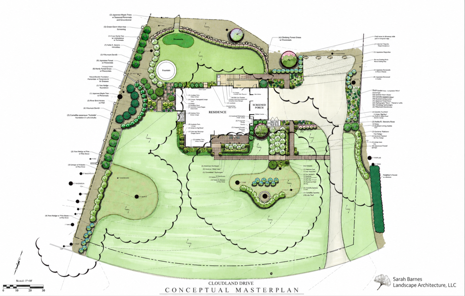 Sarah Barnes Landscape Architect Atlanta Georgia Conceptual Masterplan Custom Drawing
