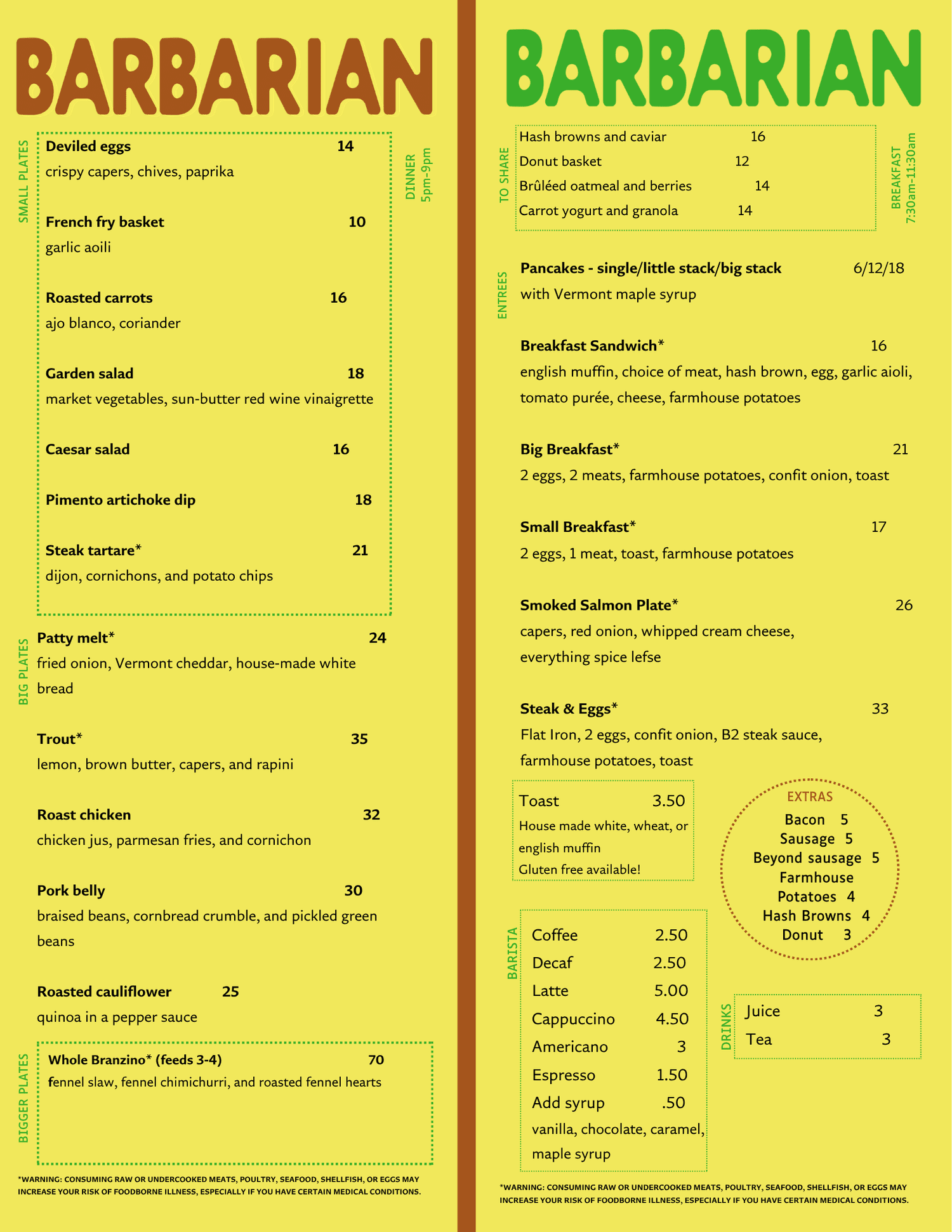 MENU | Discover Delicious Flavors — Barbarian