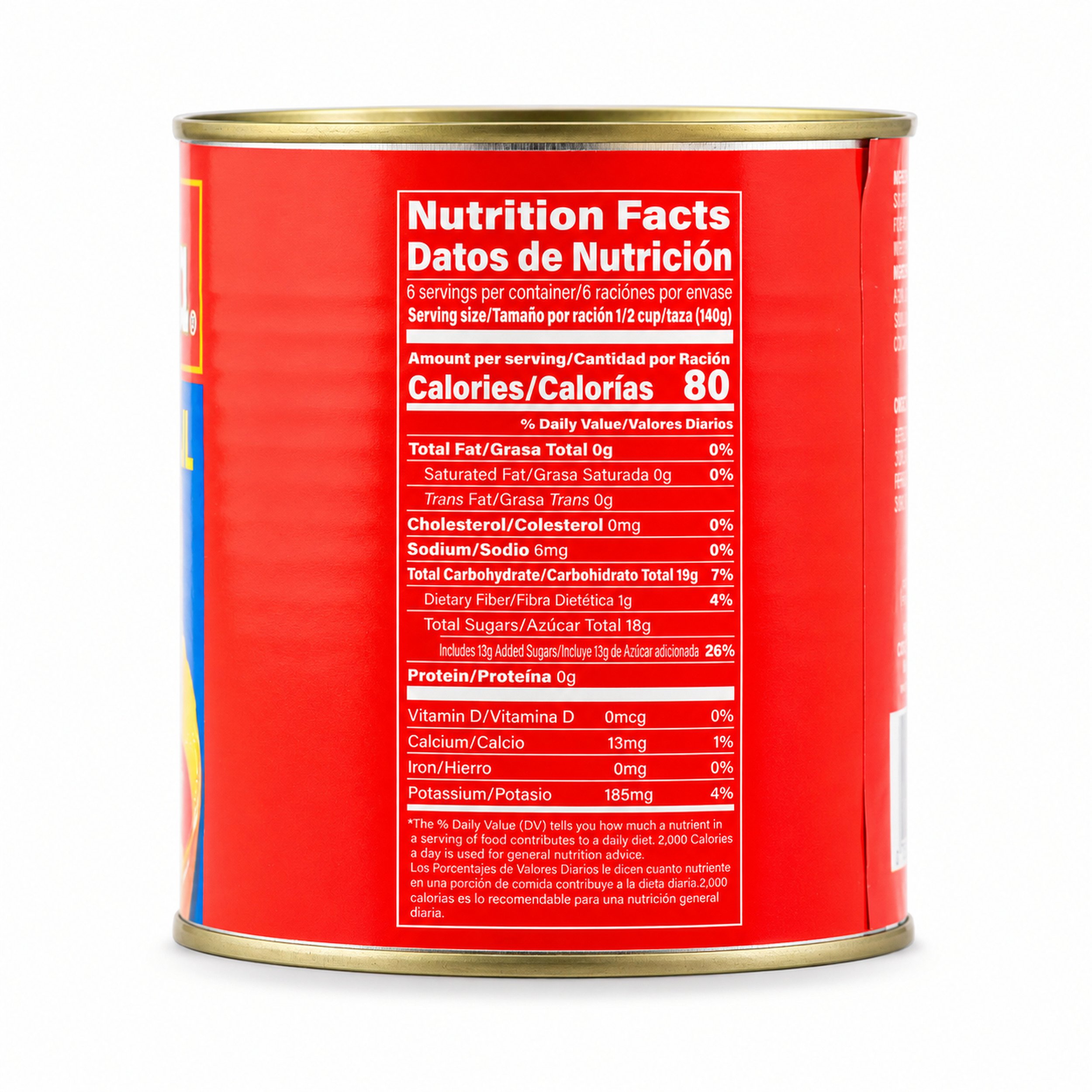 Conchita Fruit Cocktail (Cóctel de Frutas) 29 oz can, nutrition facts side view