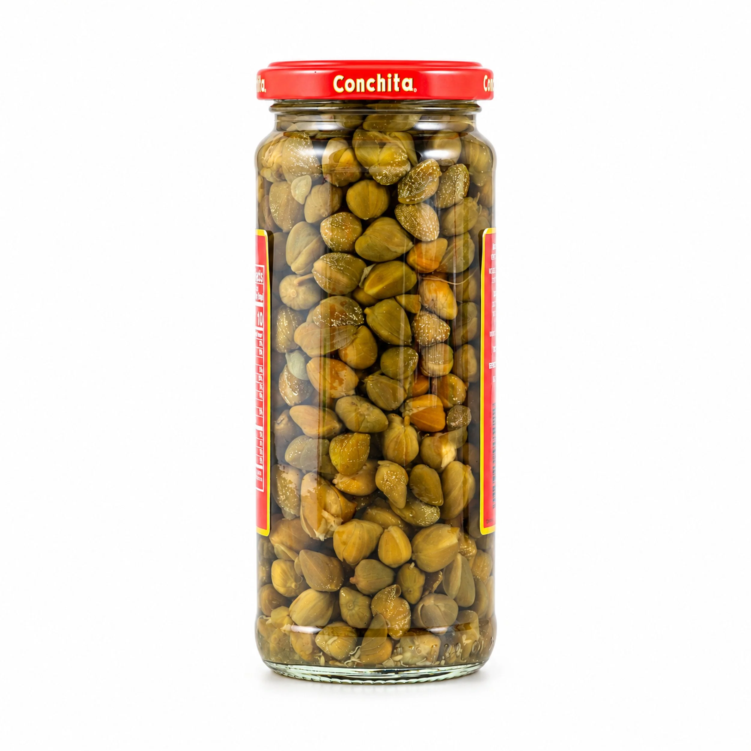 Conchita Spanish Capers in Vinegar (Alcaparras) 12 oz jar, back view