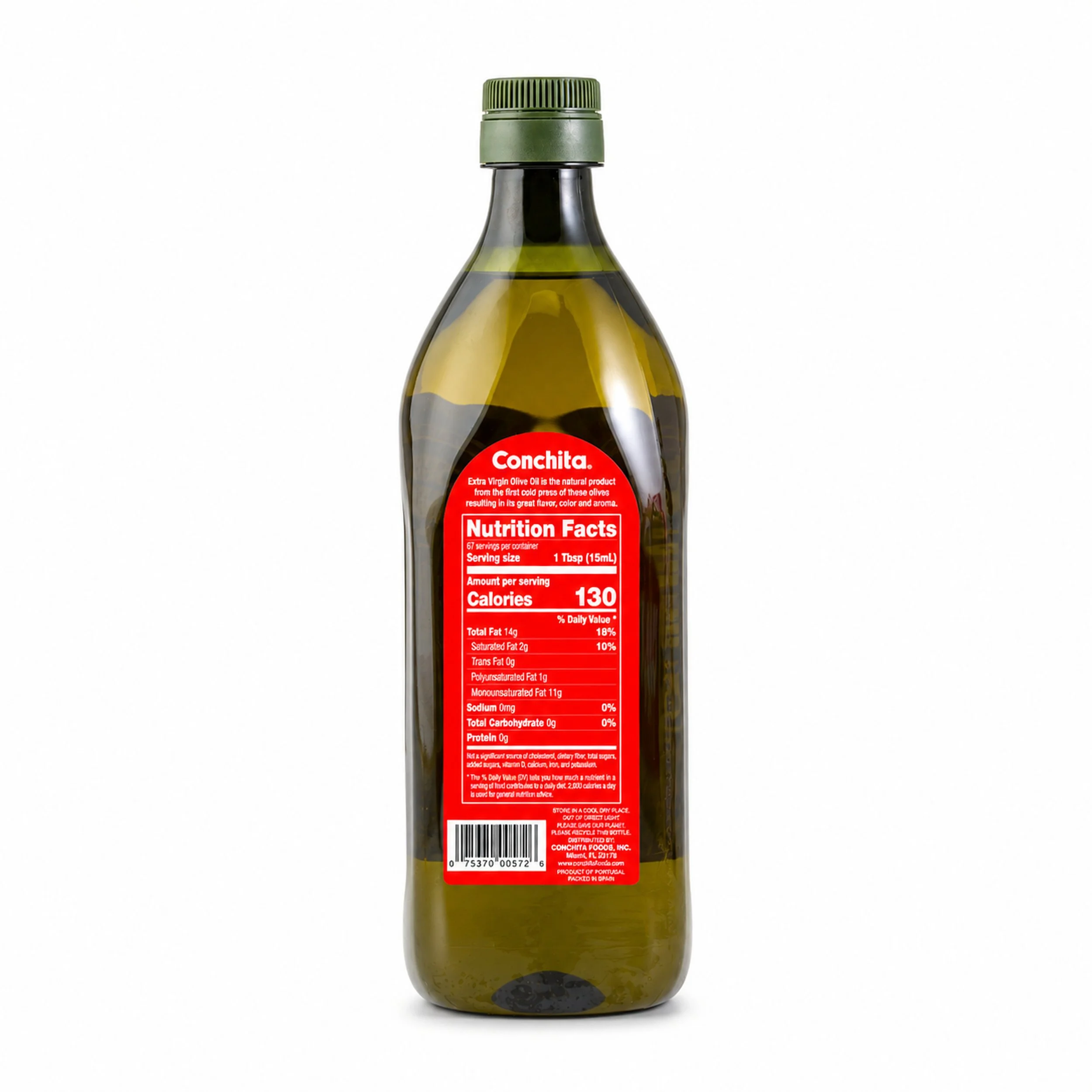 Conchita Extra Virgin Olive Oil (Aceite de Oliva Virgen Extra) 1 L bottle, back label view