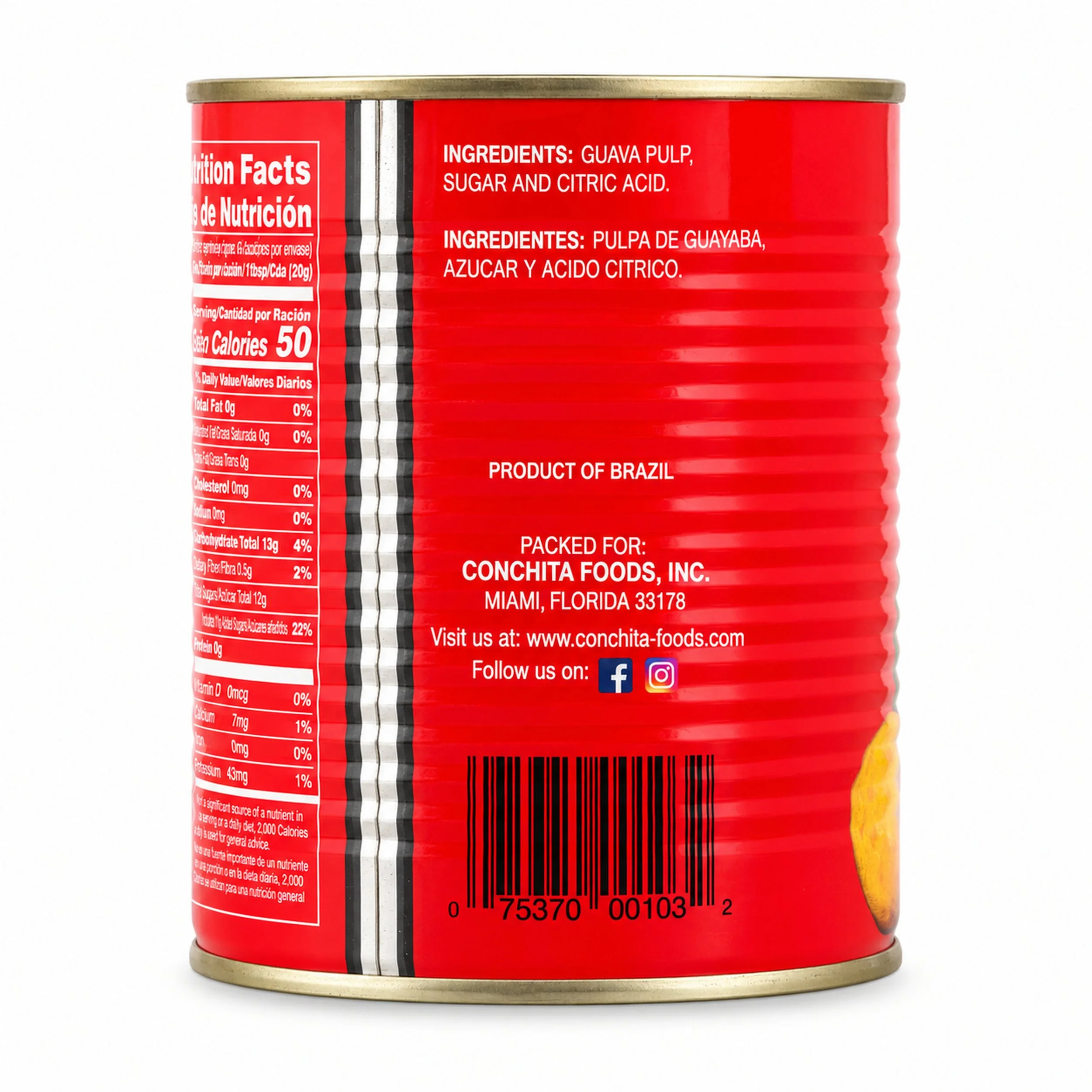 Conchita Guava Marmalade (Mermelada de Guayaba) 32 oz can, back label view