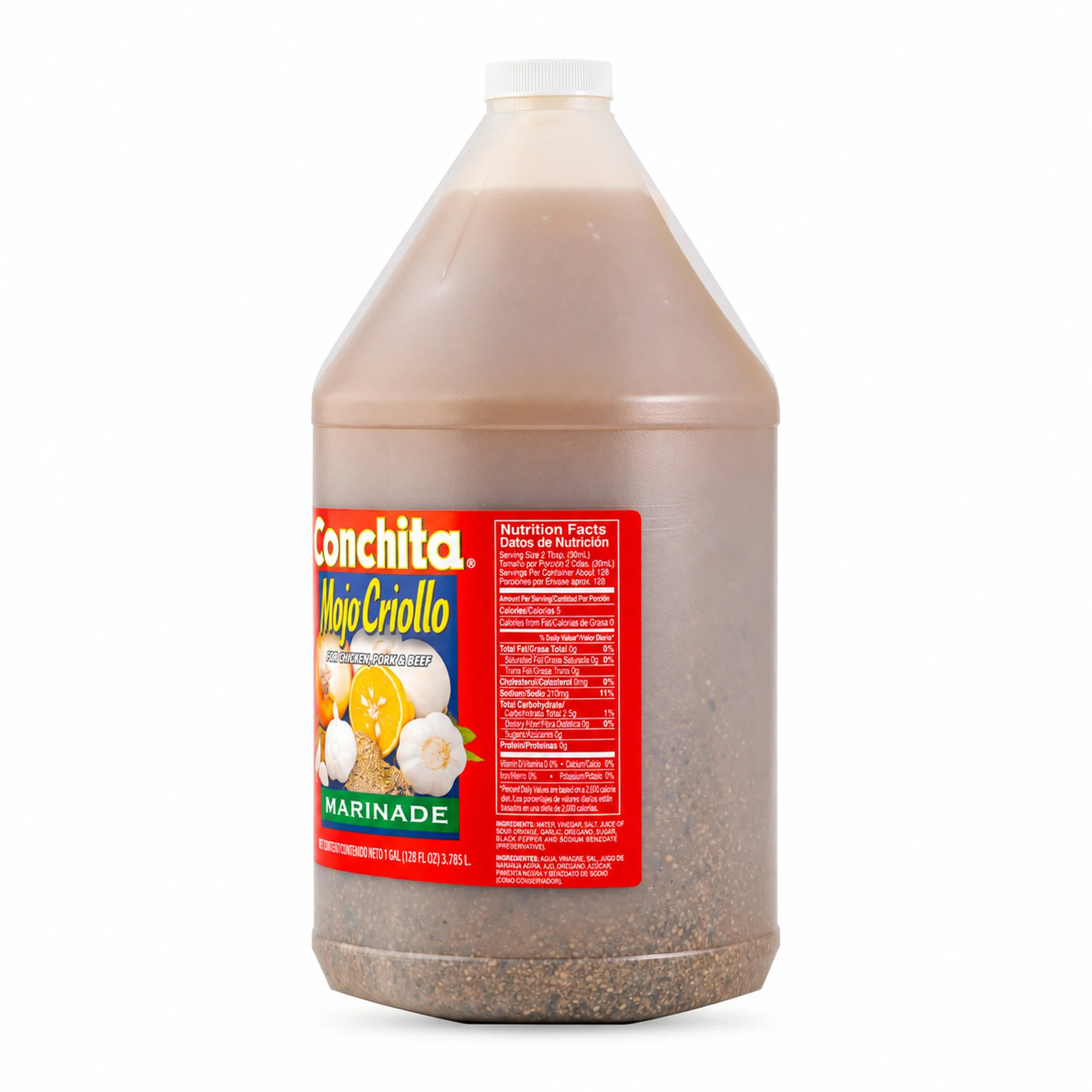 Conchita Mojo Criollo Marinade 1 gallon jug, back label view