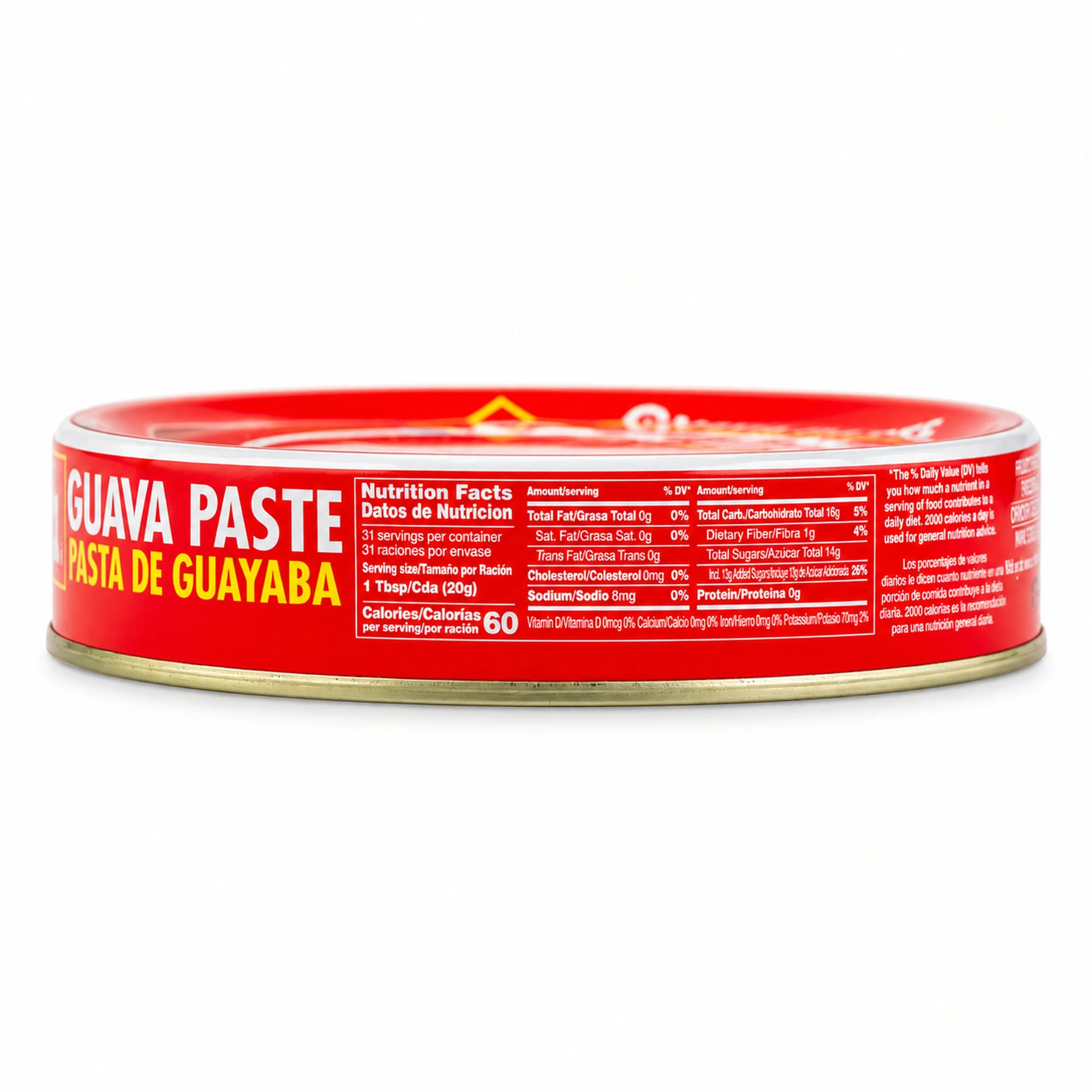Conchita Guava Paste (Pasta de Guayaba) 22 oz round tin, side label view
