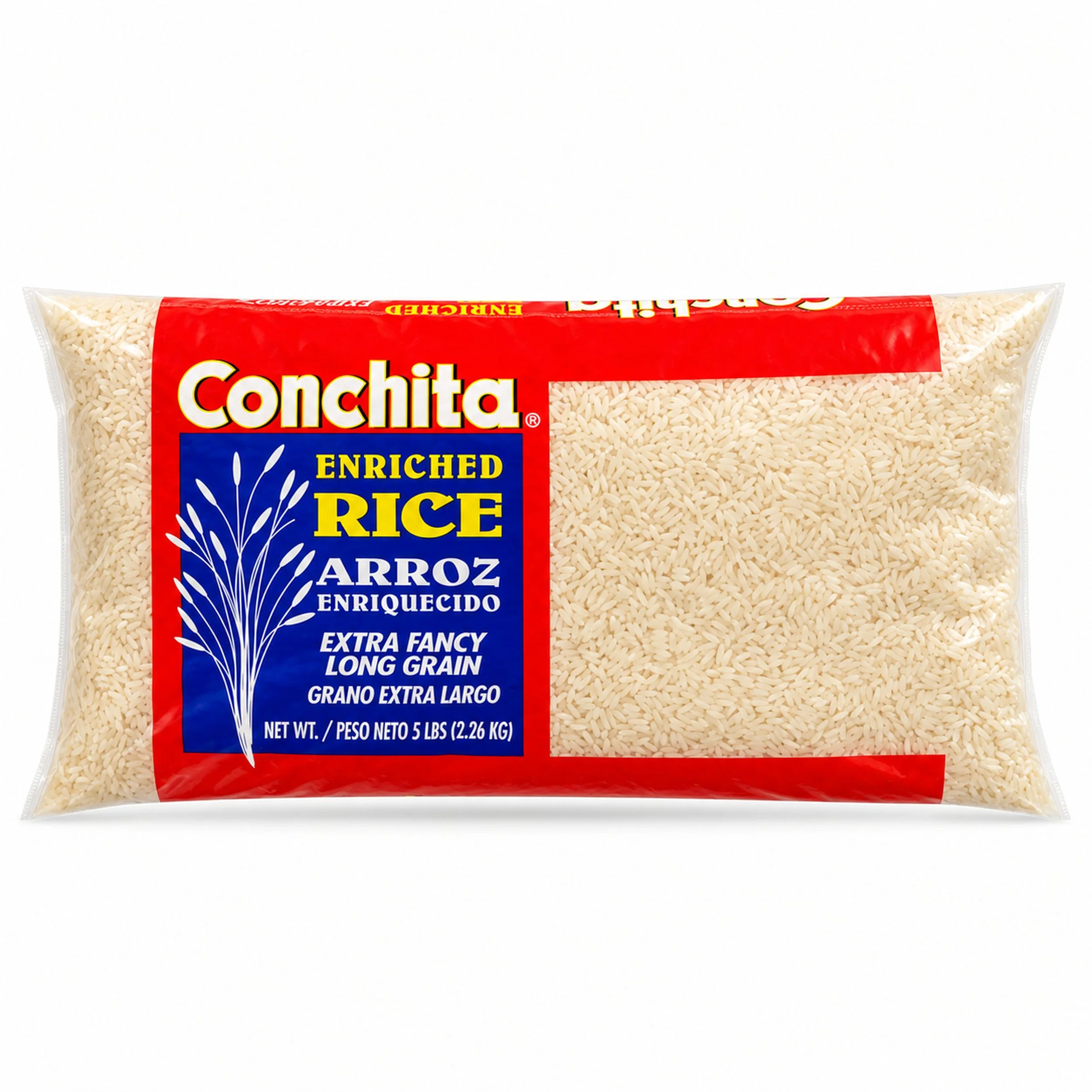 Conchita Enriched Long Grain Rice (Arroz) 5 lb bag, front label view