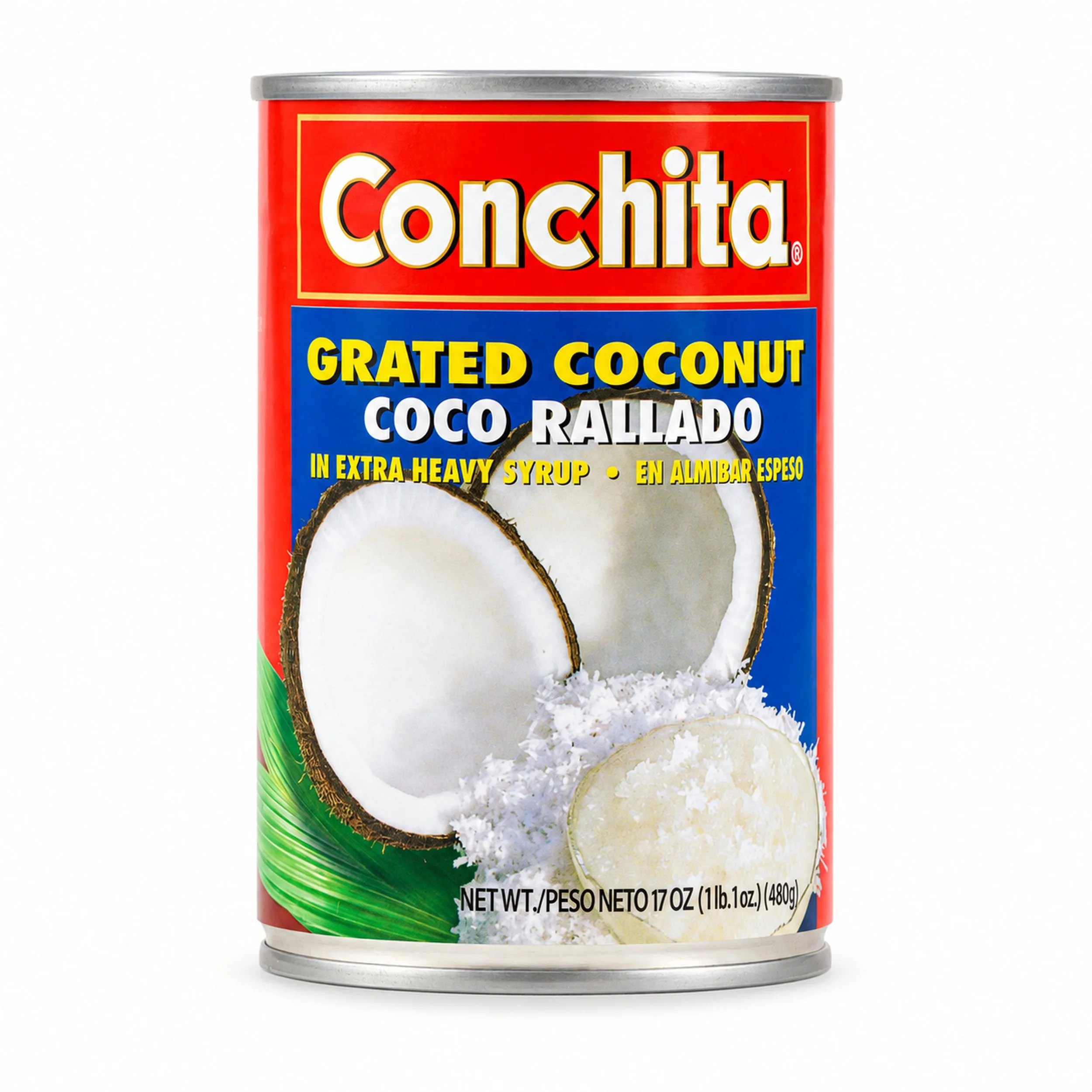 Conchita Grated Coconut in Syrup (Coco Rallado) 17 oz can, front view