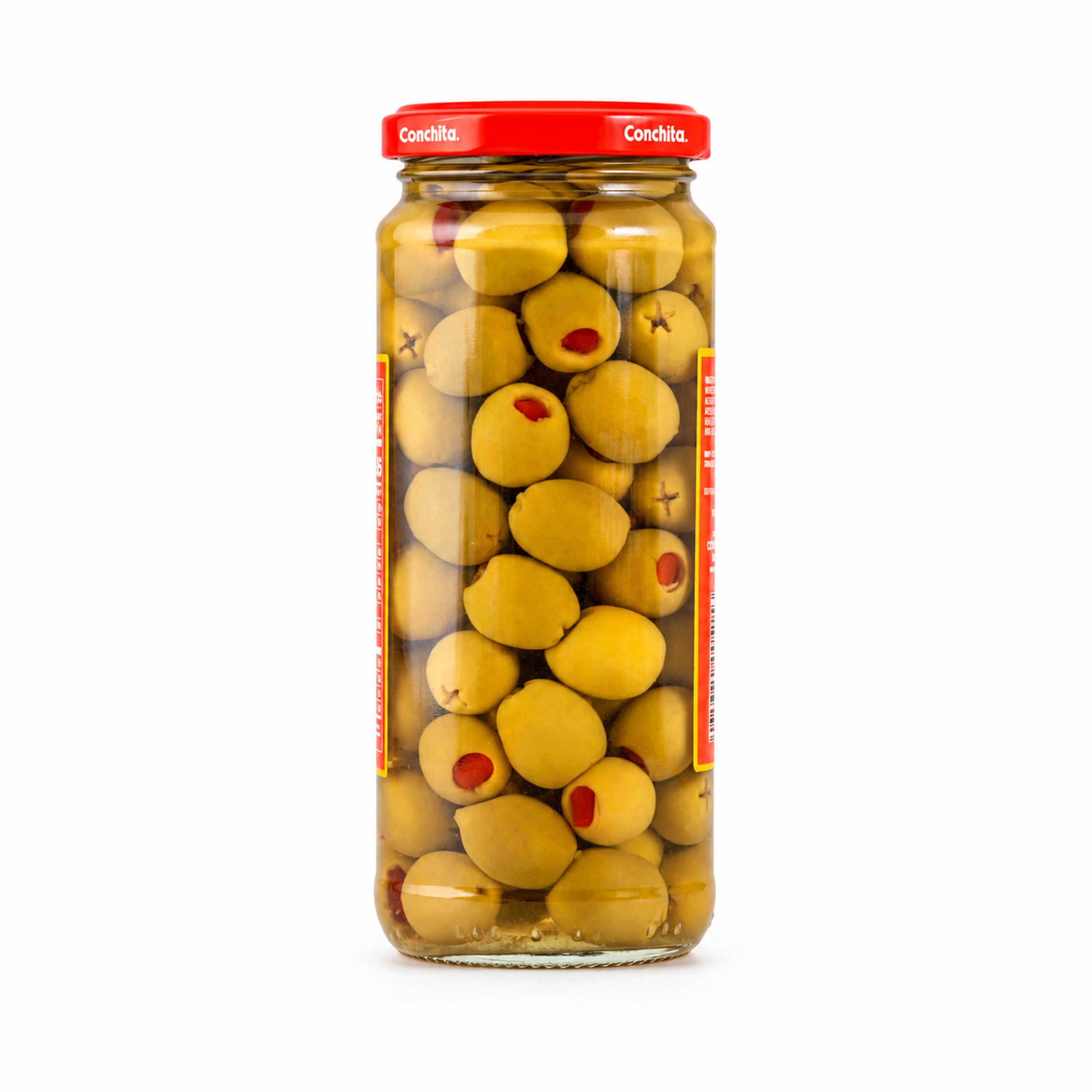 Conchita Spanish Stuffed Manzanilla Olives (Aceitunas Rellenas) 7 oz drained, back label view