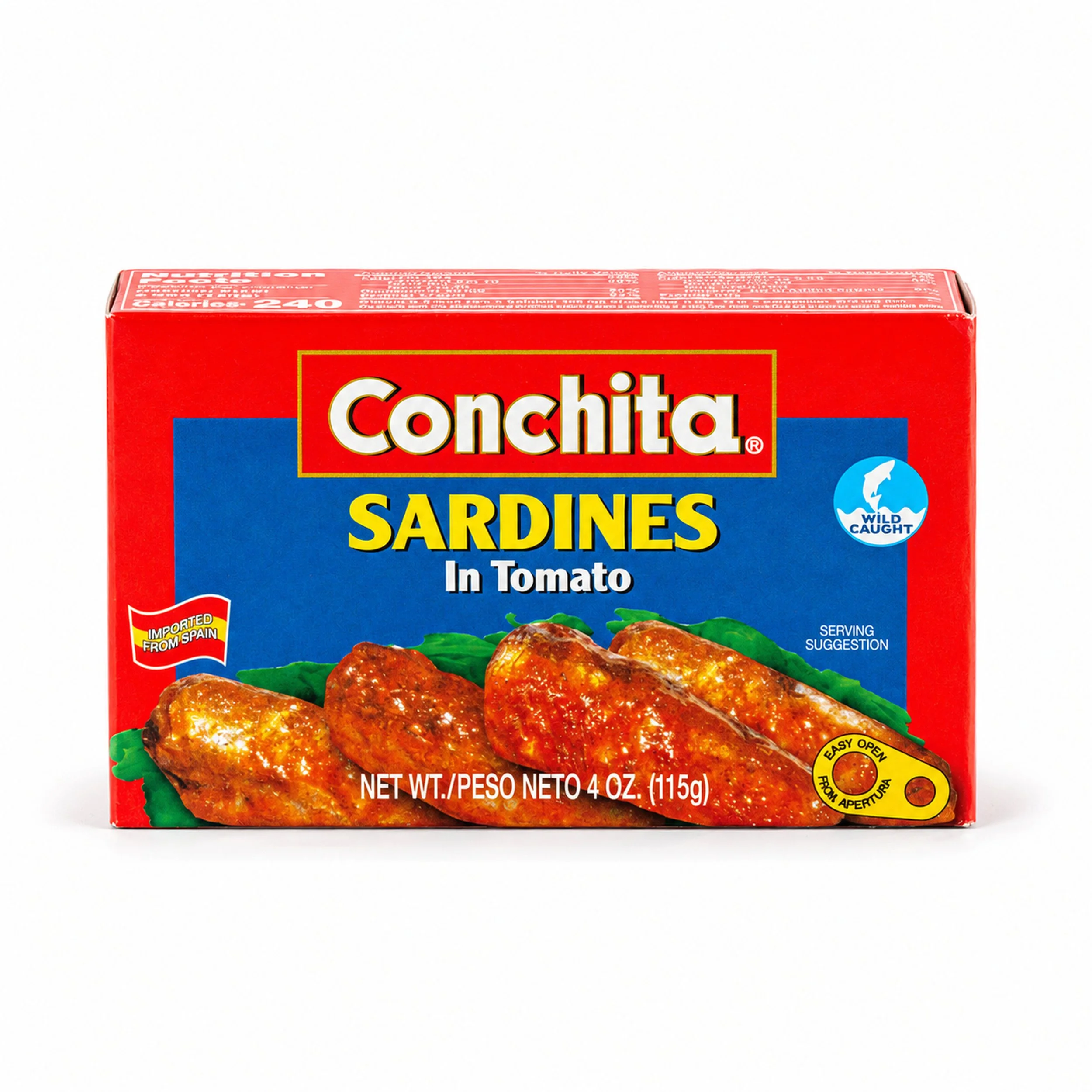 Conchita Sardines in Tomato Sauce (Sardinas en Tomate) 4 oz box, angled view