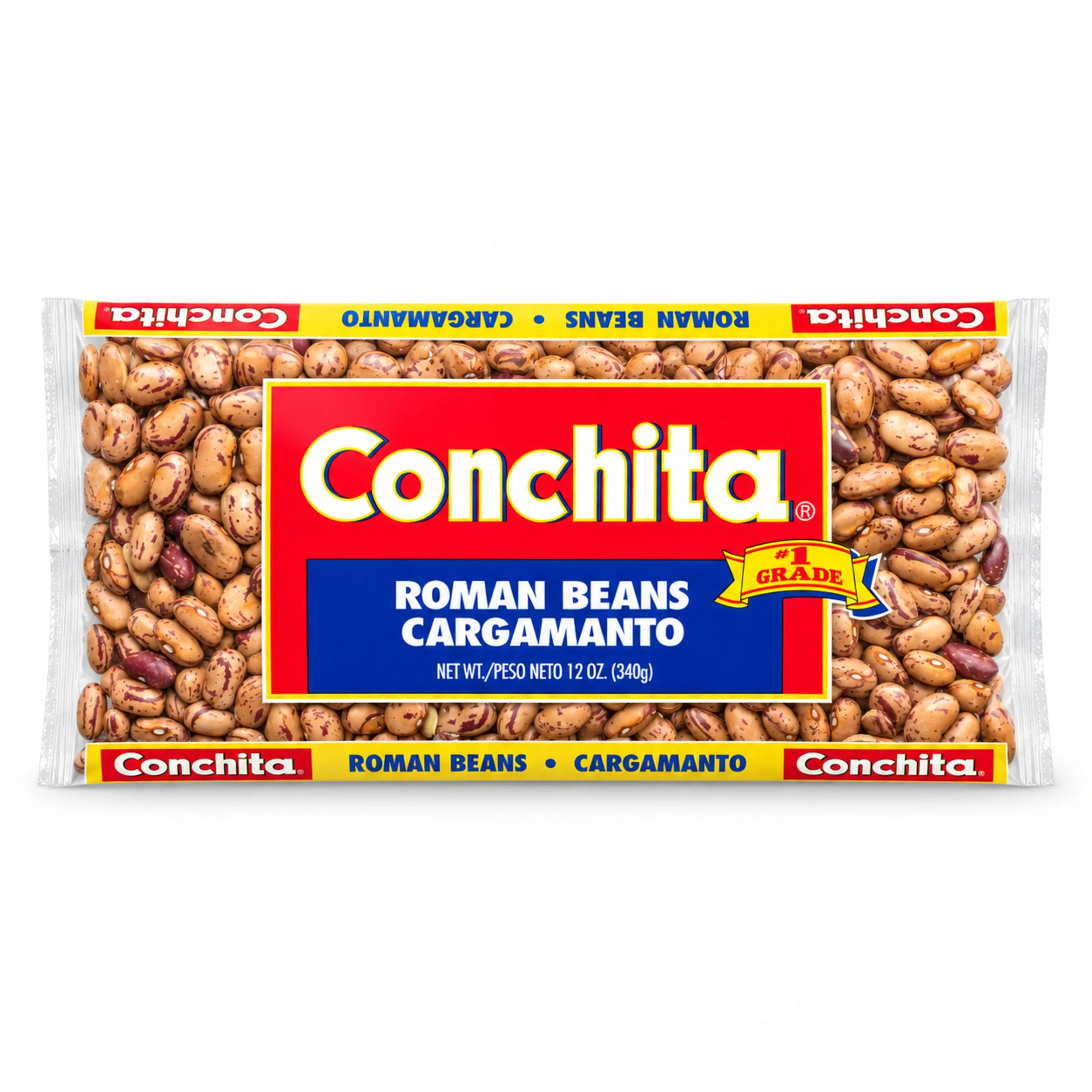 Conchita Roman Beans (Frijoles Cranberry) 12 oz dry bag, front view