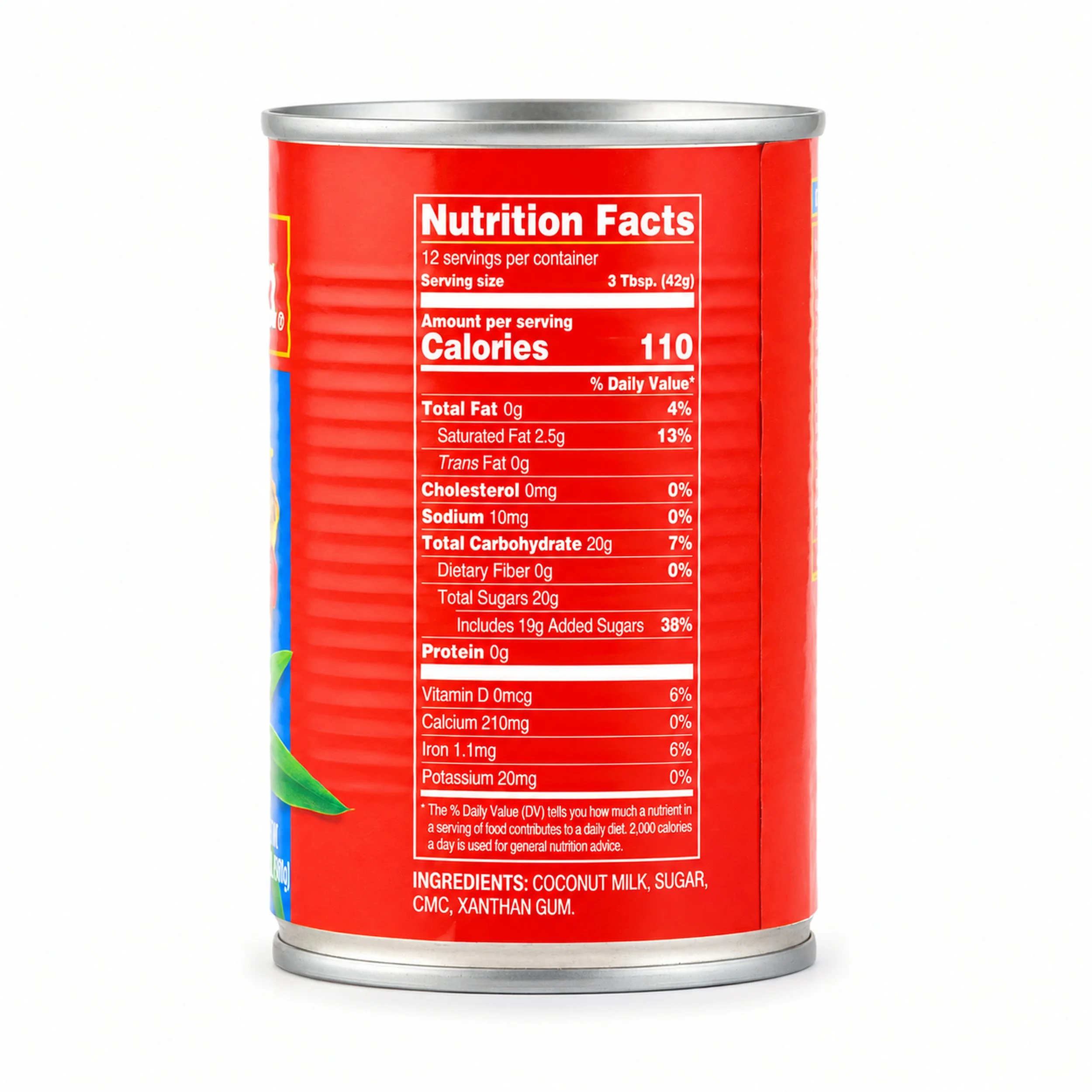 Conchita Real Cream of Coconut (Crema de Coco) 17.6 oz can, nutrition facts side view