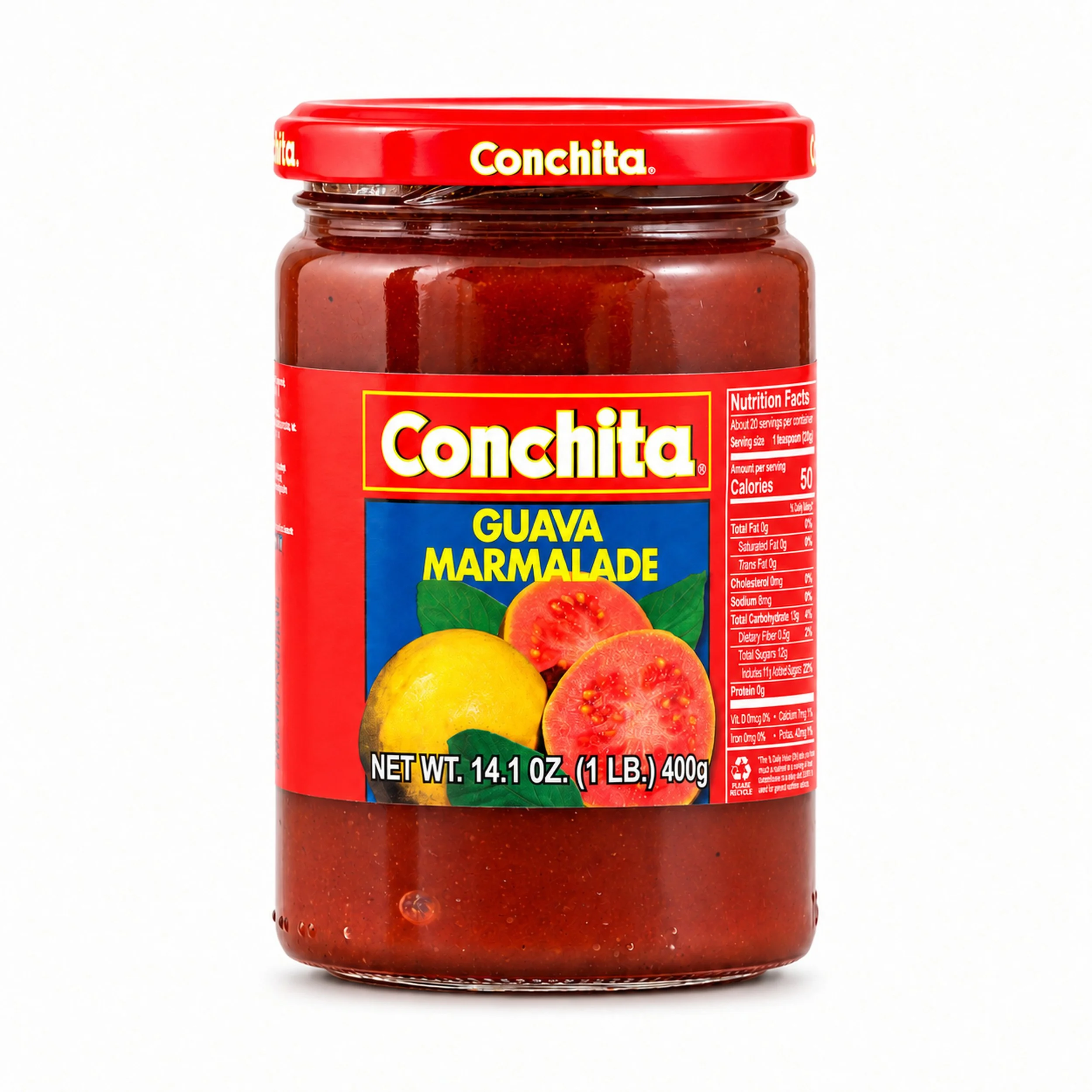 Conchita Guava Marmalade (Mermelada de Guayaba) 14.1 oz glass jar, front view