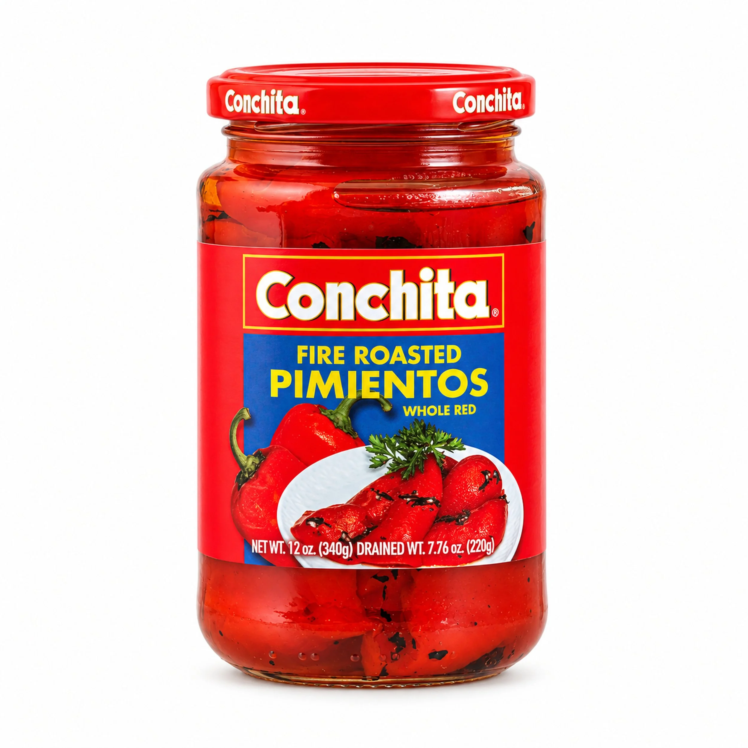 Conchita Fire Roasted Pimientos (Pimentos) 12 oz glass jar, front label view