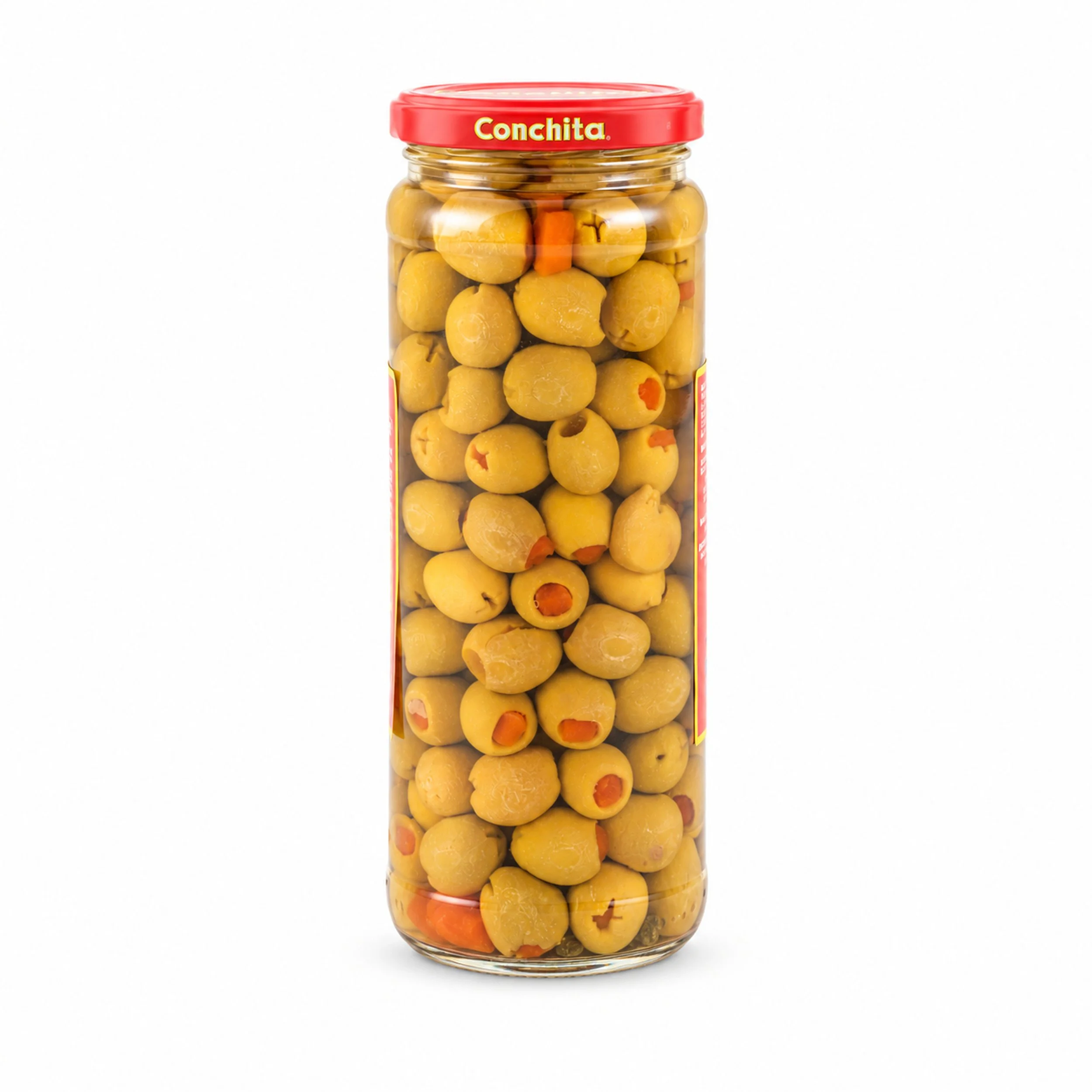 Conchita Spanish Stuffed Manzanilla Olives (Aceitunas Rellenas) 15.9 oz, back label view