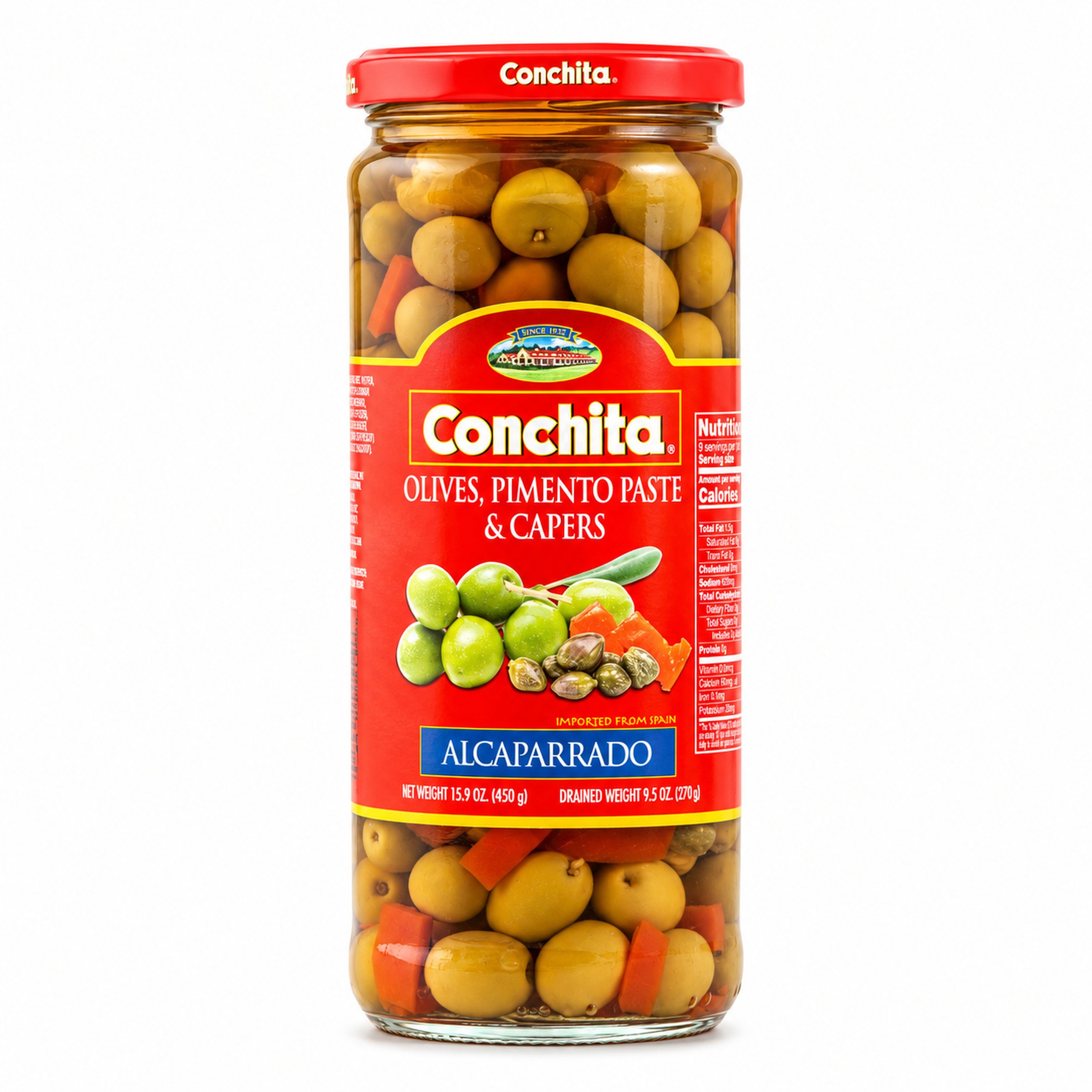Conchita Alcaparrado Spanish Olives, Pimiento Paste and Capers 15.9 oz, front view