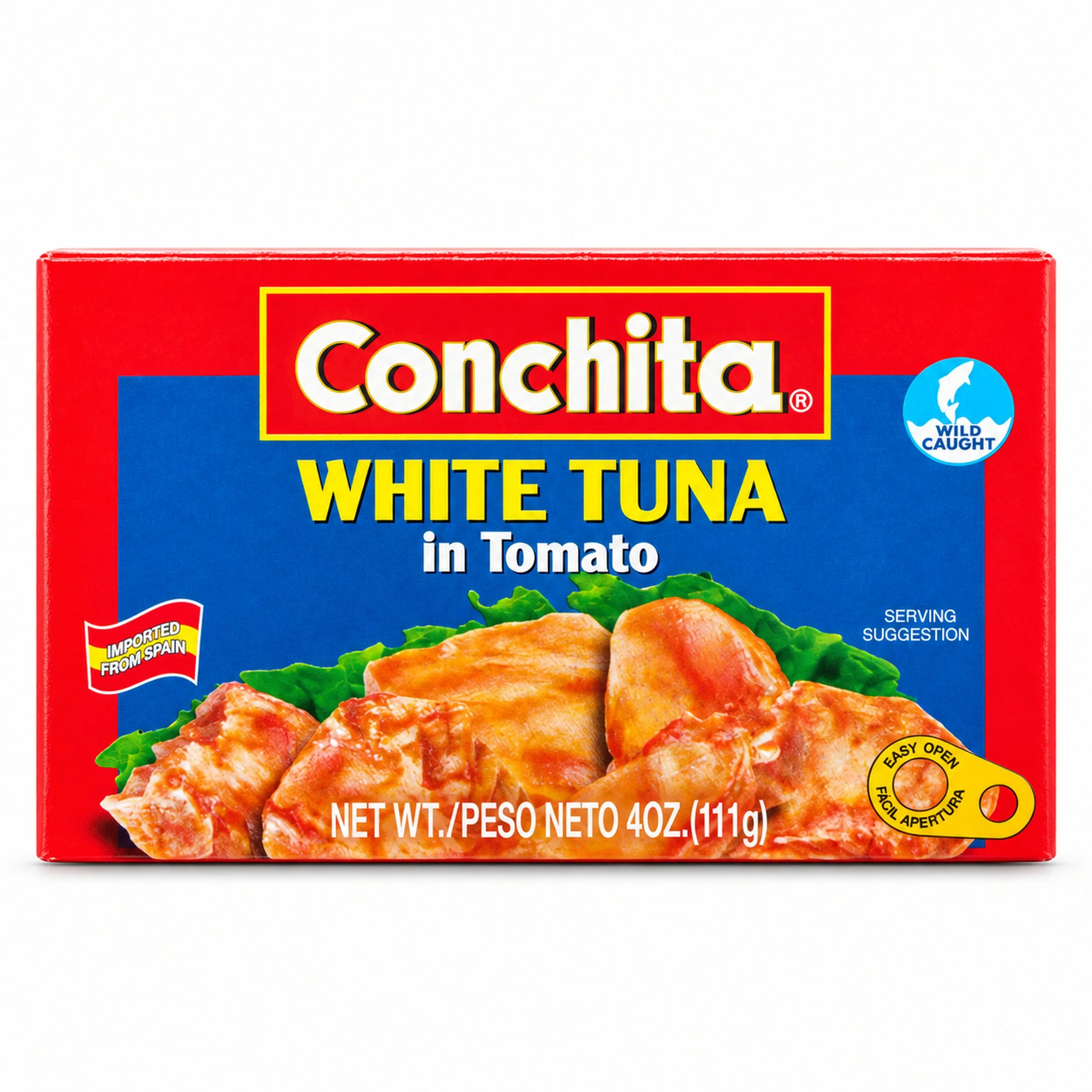 Conchita White Tuna in Tomato (Atún Blanco en Tomate) 4 oz box, front view
