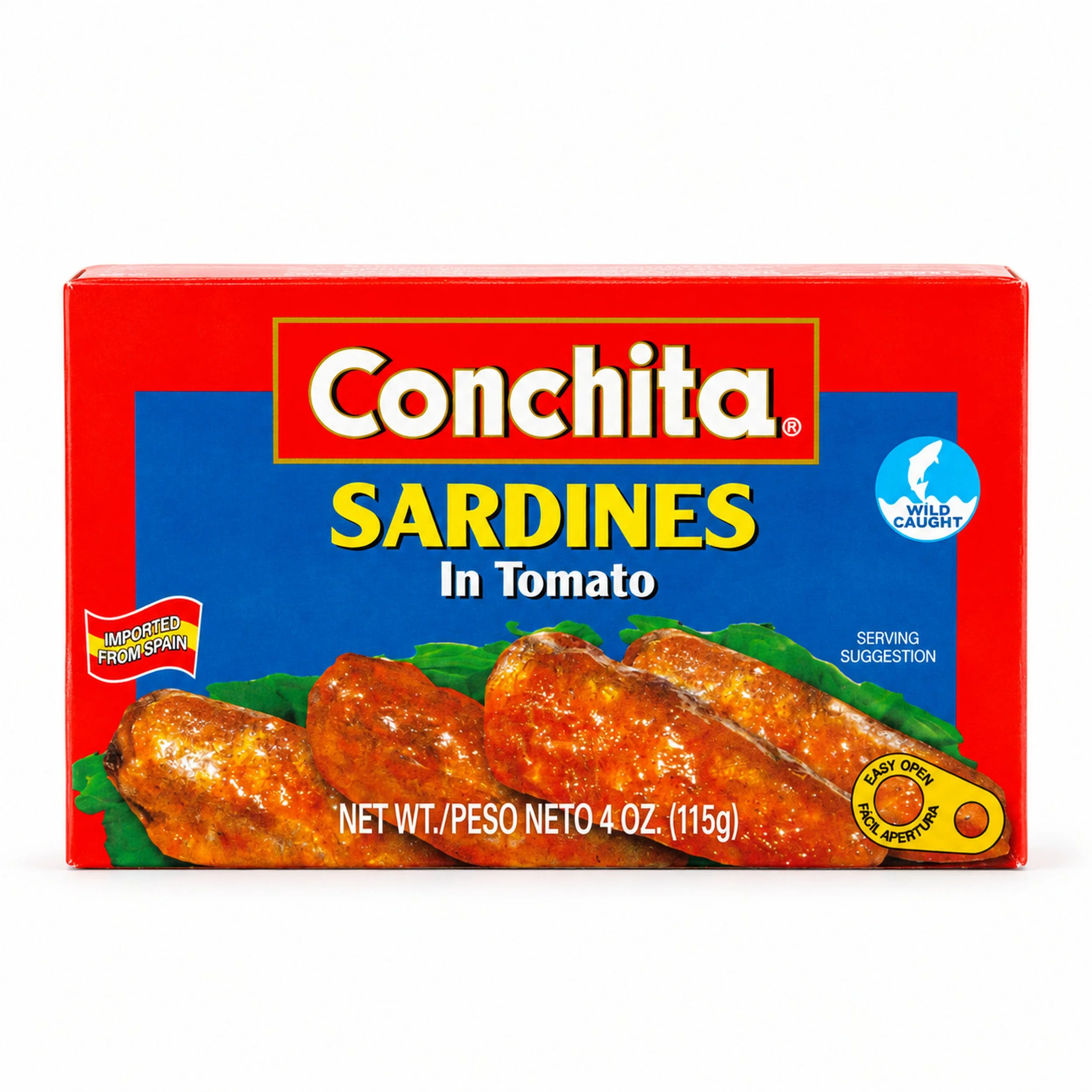 Conchita Sardines in Tomato Sauce (Sardinas en Tomate) 4 oz box, front view