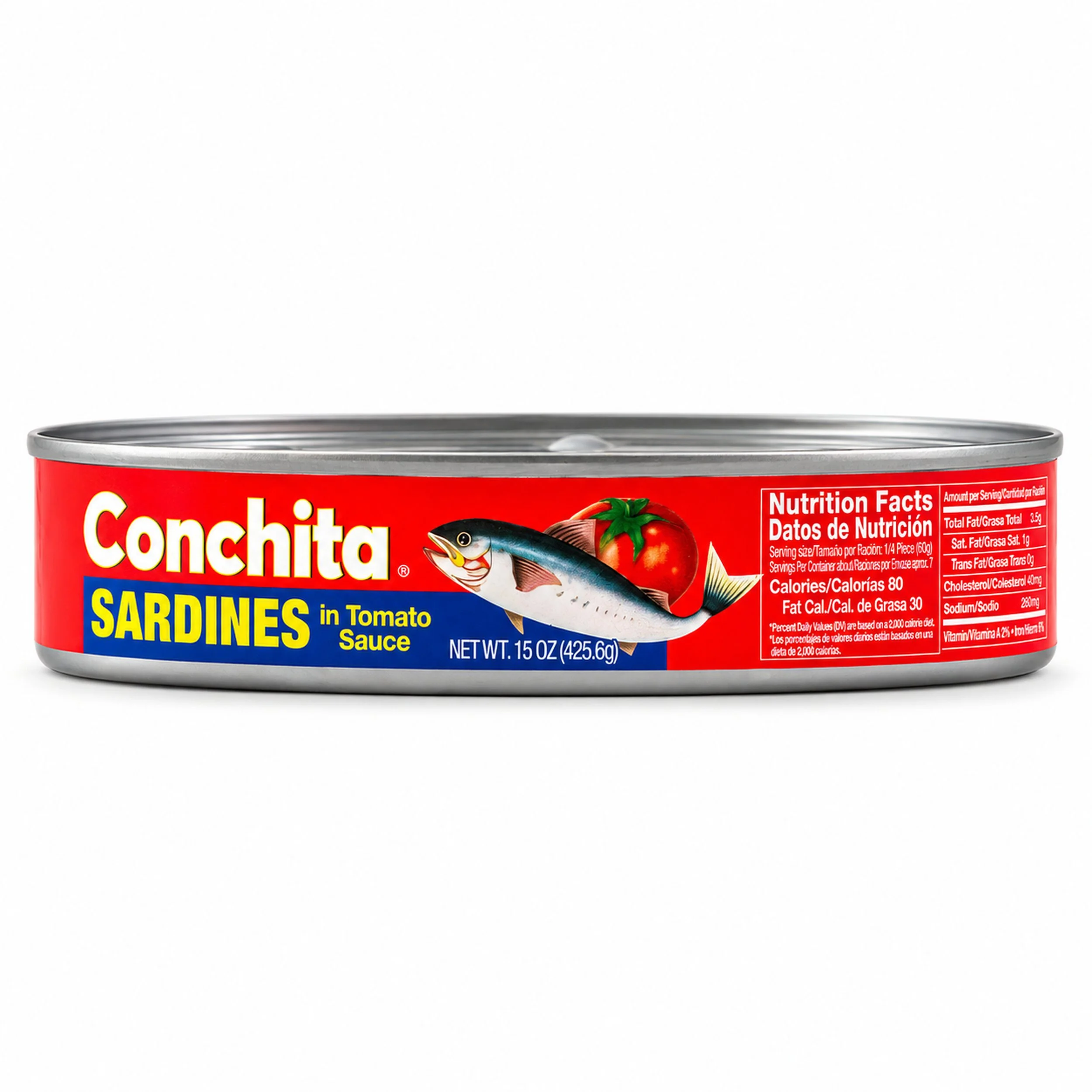 Conchita Sardines in Tomato Sauce (Sardinas en Tomate) 15 oz oval can, front view