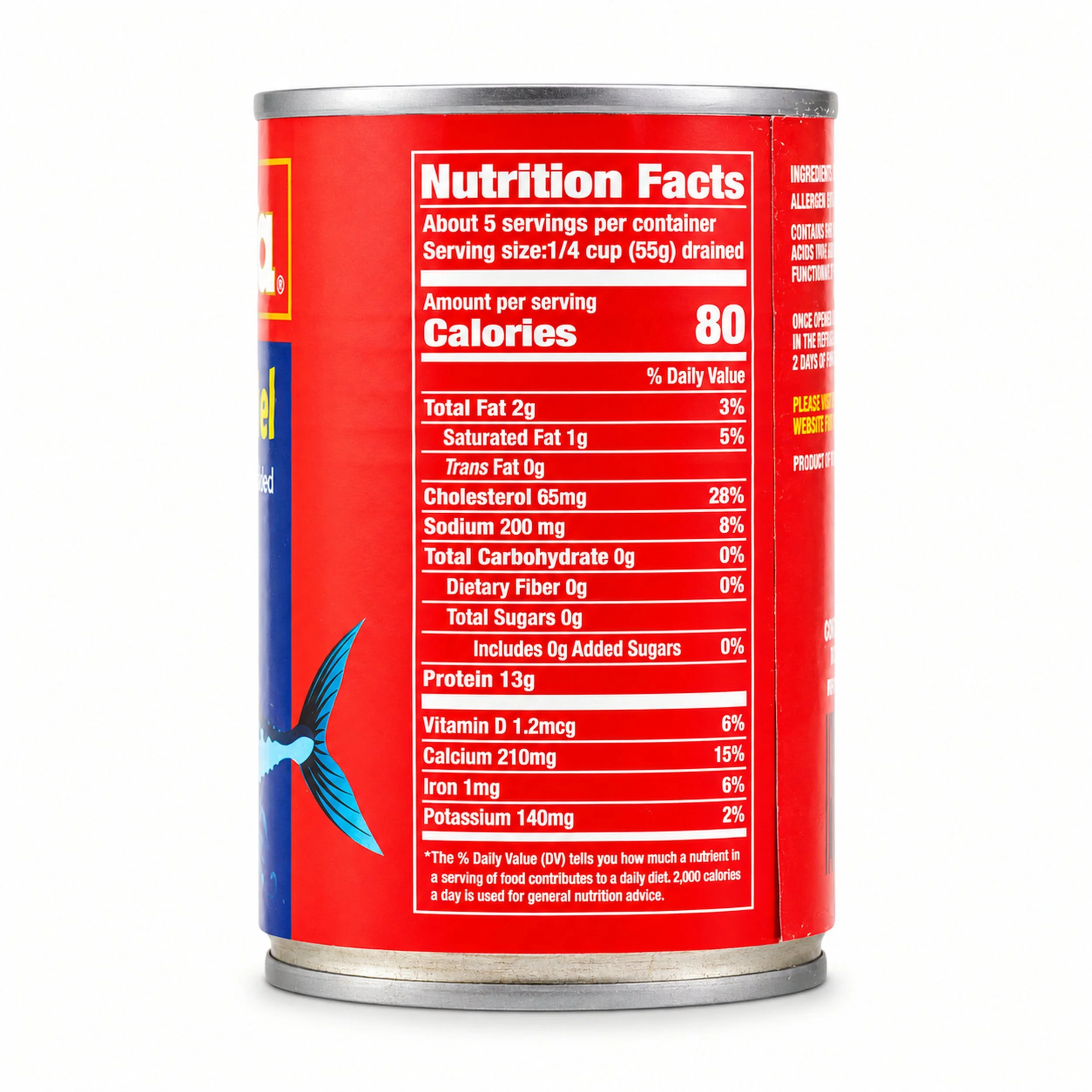 Conchita Jack Mackerel (Macarela) 15 oz can, nutrition facts side view