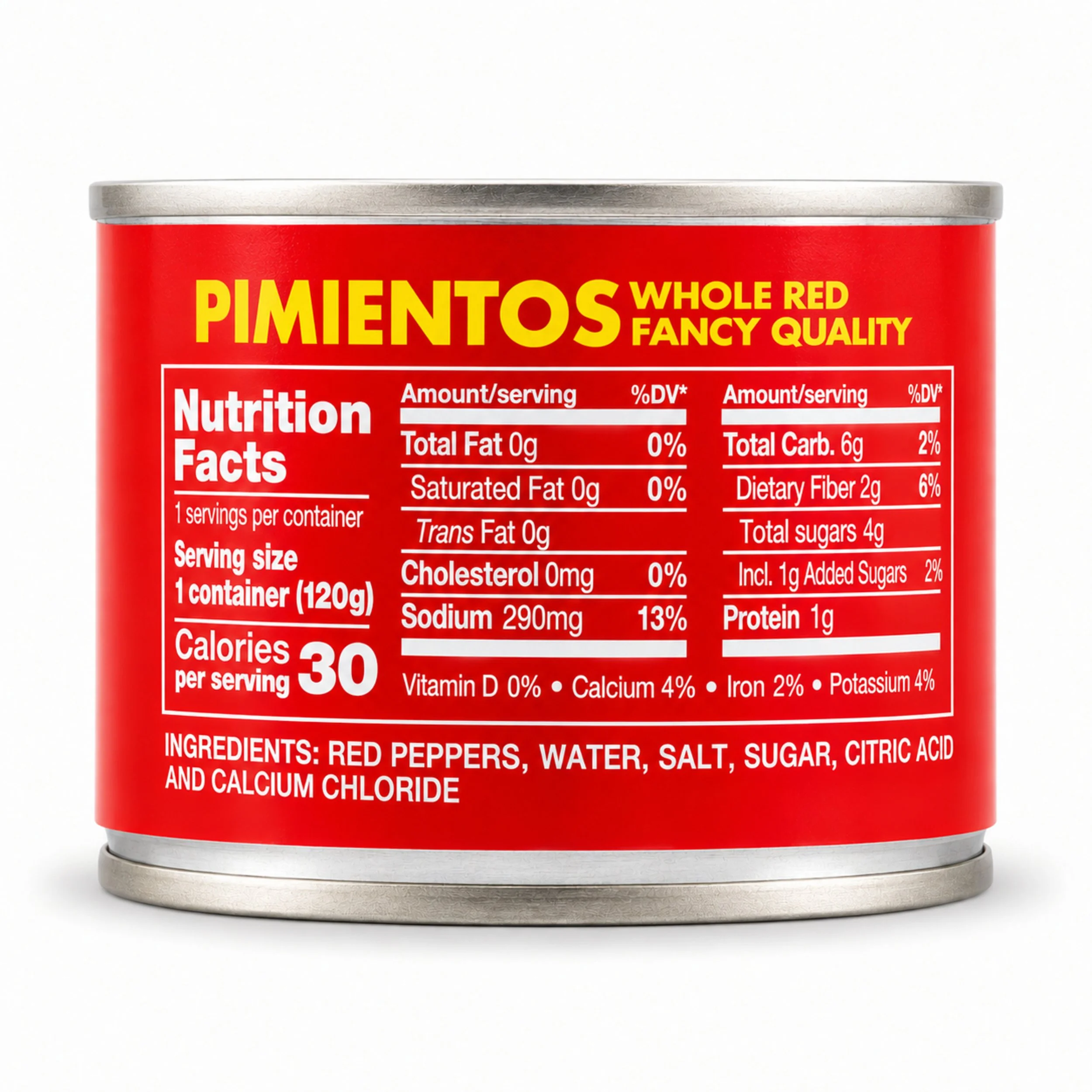 Conchita Fancy Whole Red Pimientos (Pimentos) 7 oz can, side view