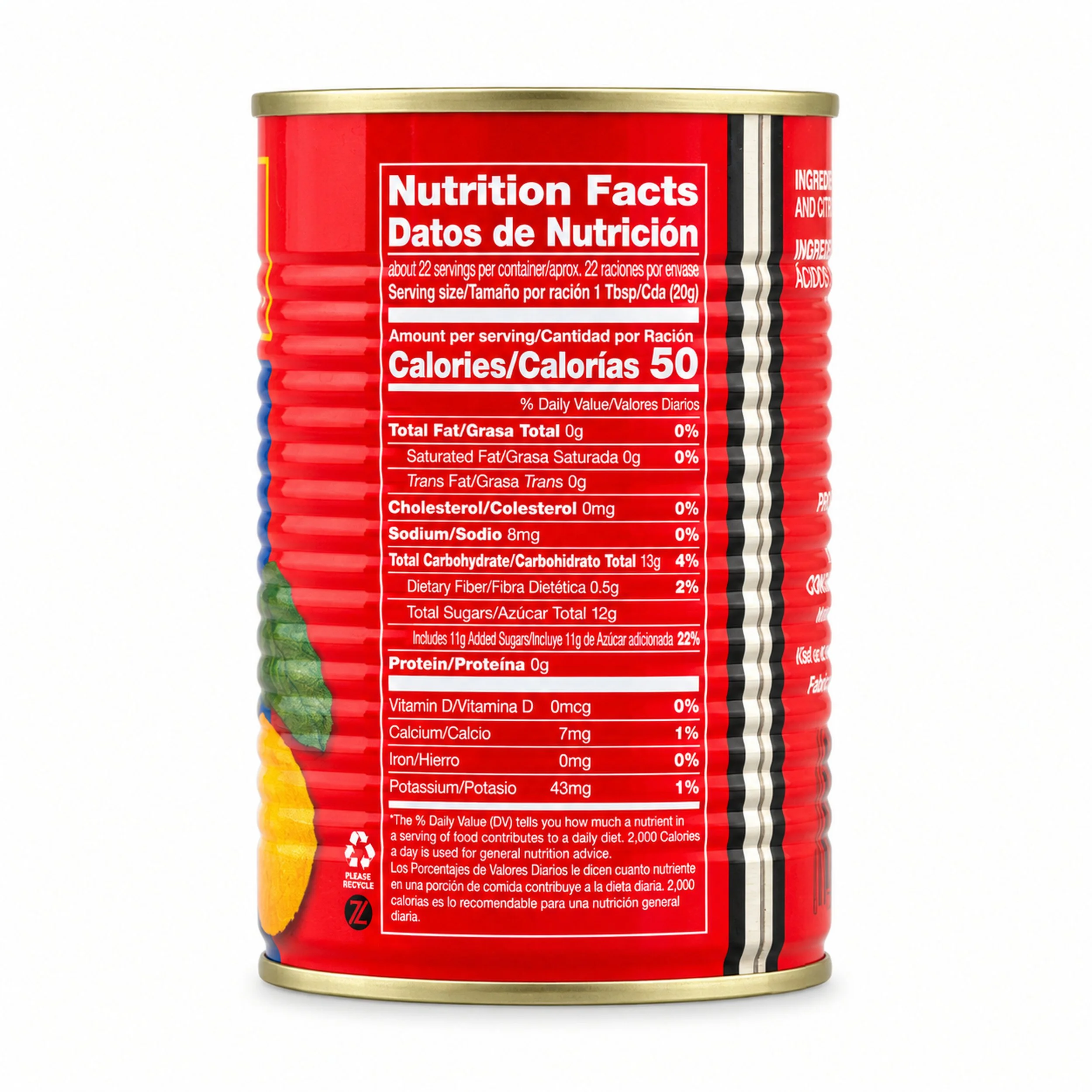 Conchita Guava Marmalade (Mermelada de Guayaba) 16 oz can, nutrition facts side view