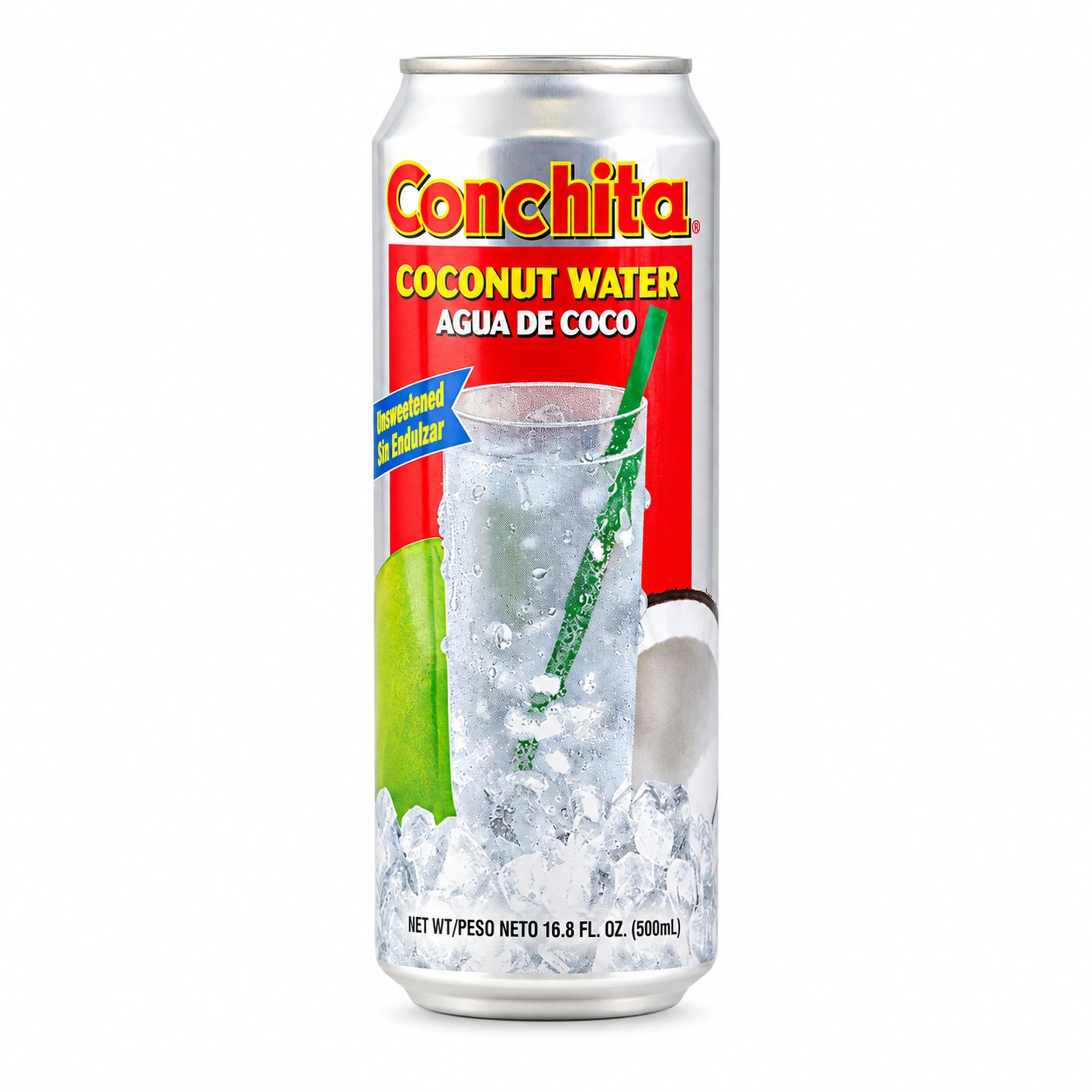 Conchita Unsweetened Coconut Water (Agua de Coco sin Azúcar) 16.8 fl oz can, front view