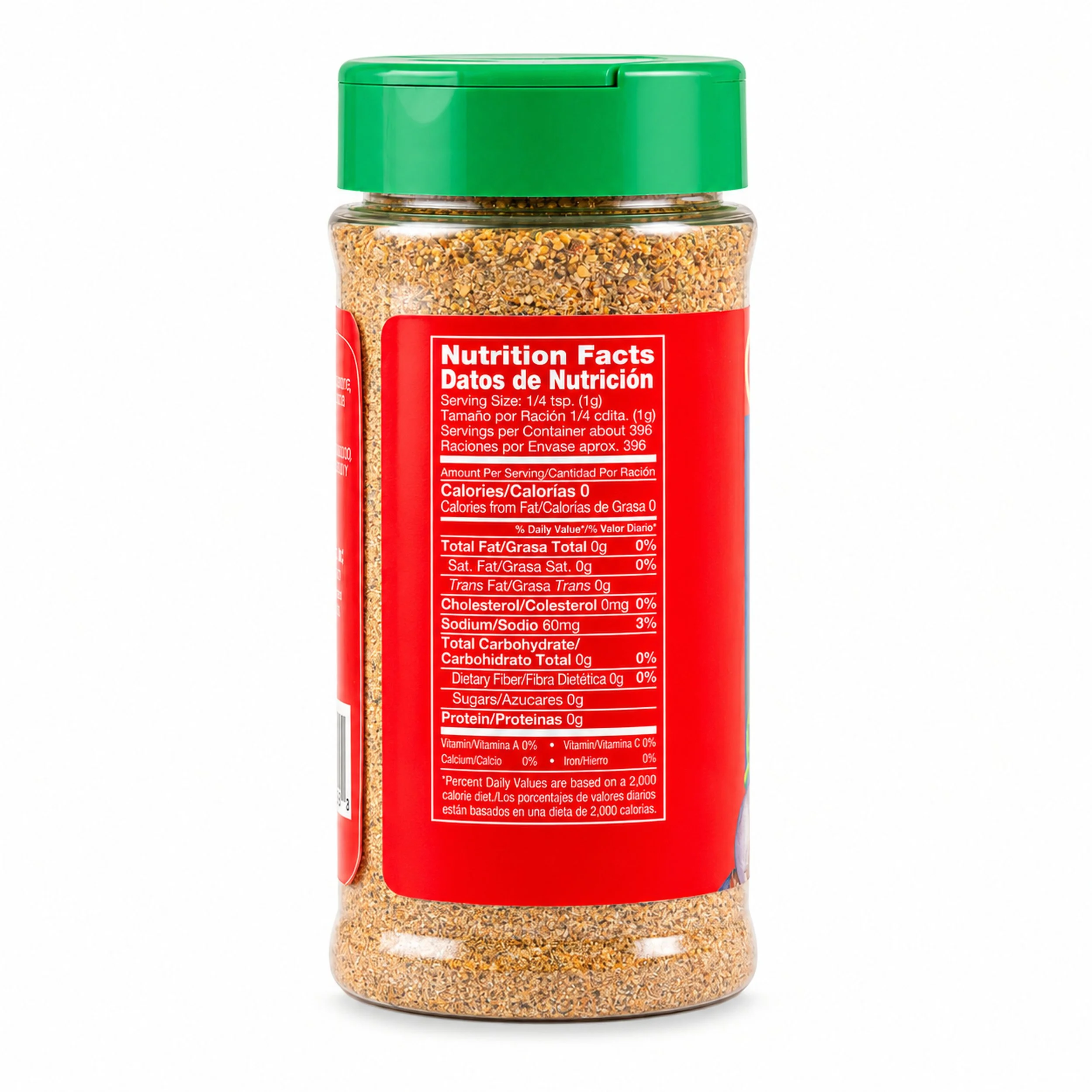 Conchita Sazón All-Purpose Seasoning (Sazón) 14 oz, back view with nutrition label