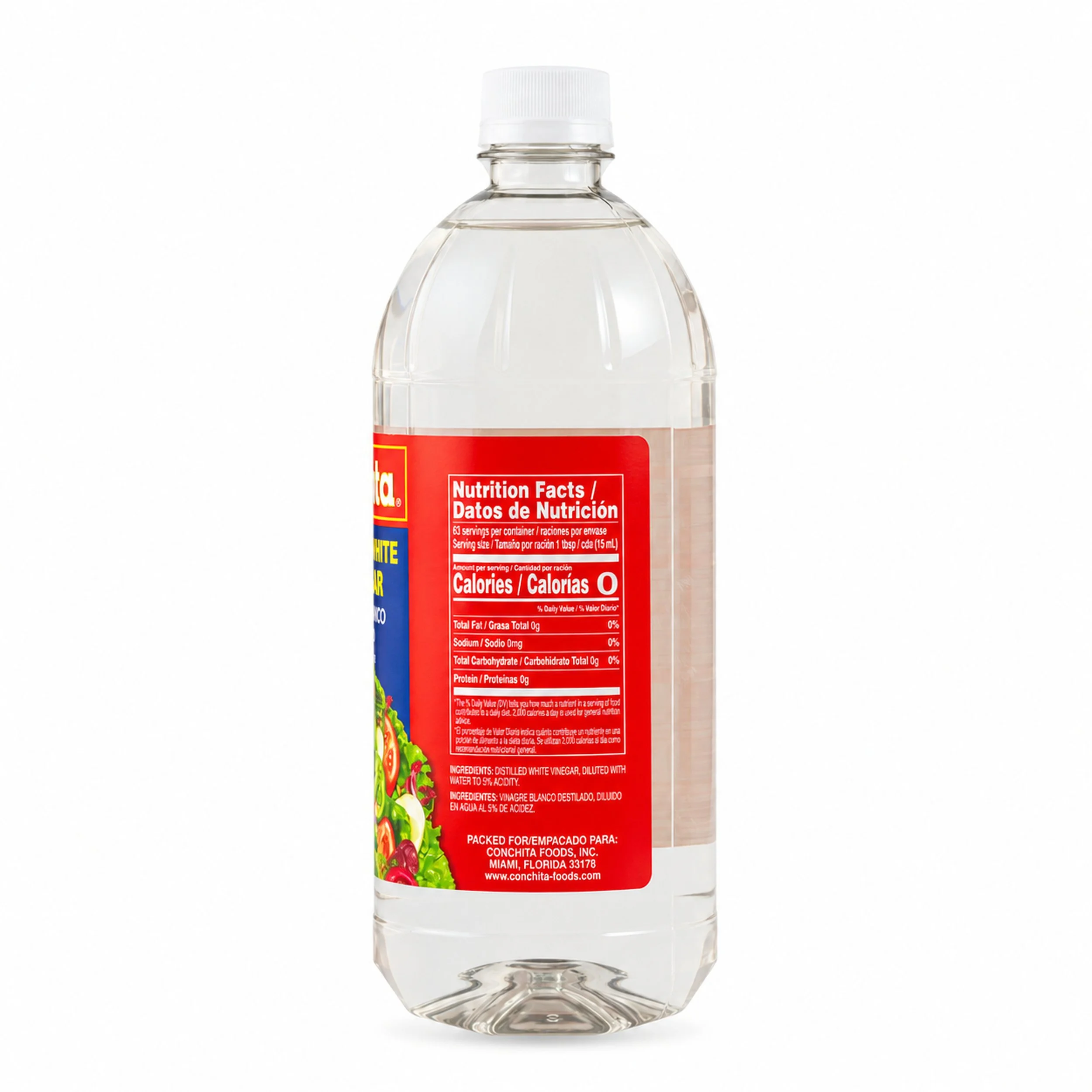 Conchita Distilled White Vinegar (Vinagre Blanco) 32 fl oz bottle, back label view