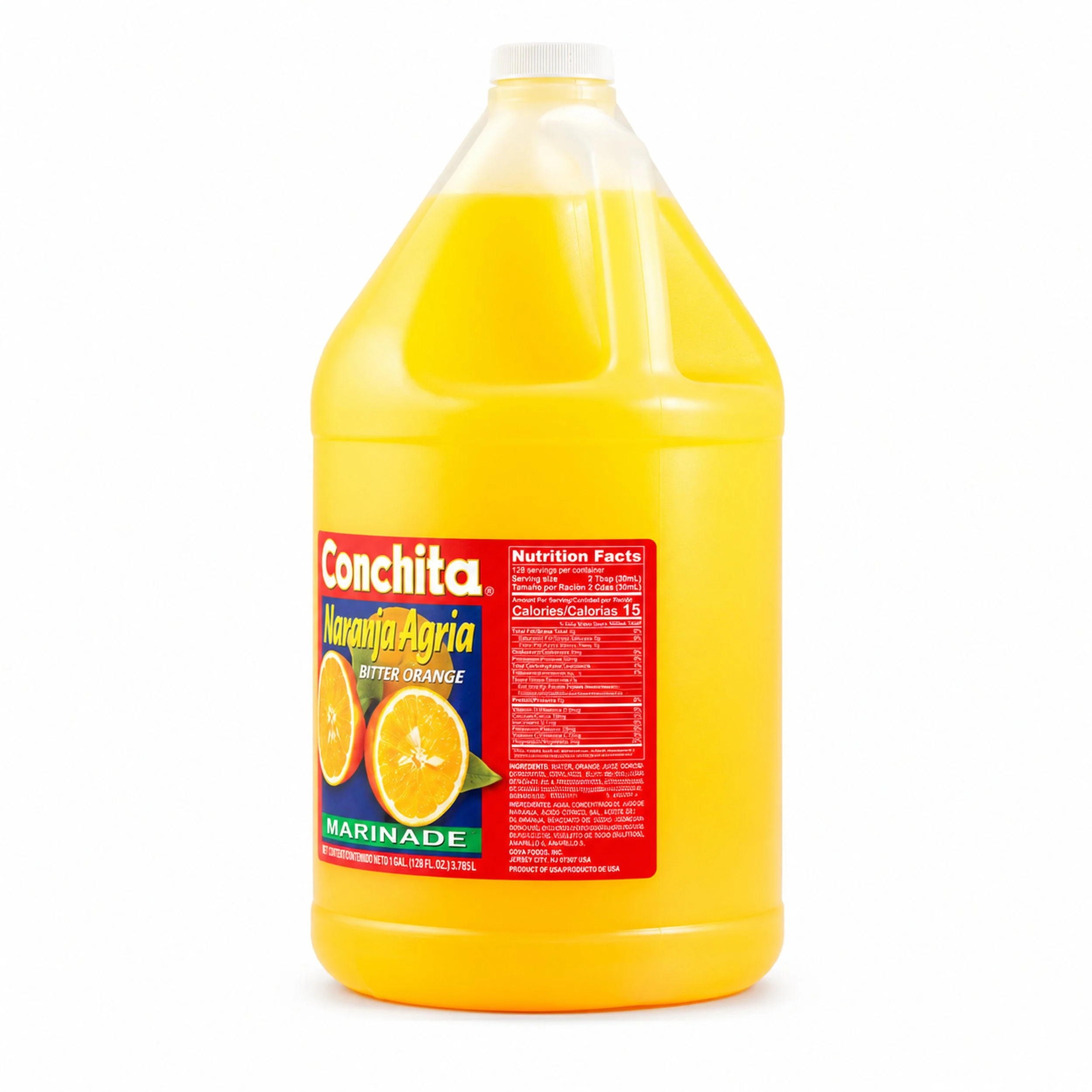 Conchita Bitter Orange Marinade (Naranja Agria) 1 gallon jug, back label view