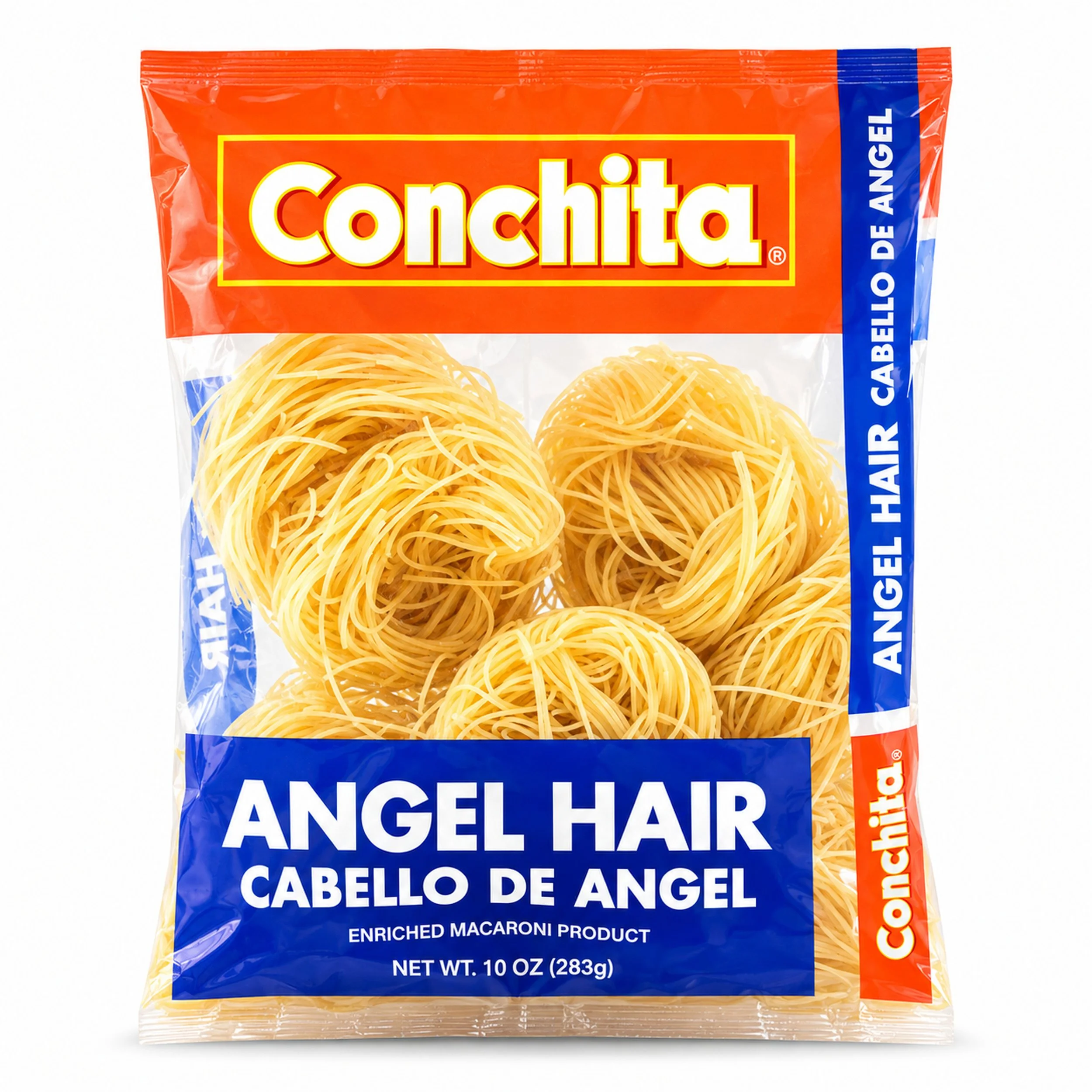 Conchita Angel Hair Pasta (Cabello de Ángel) 10 oz bag, front view