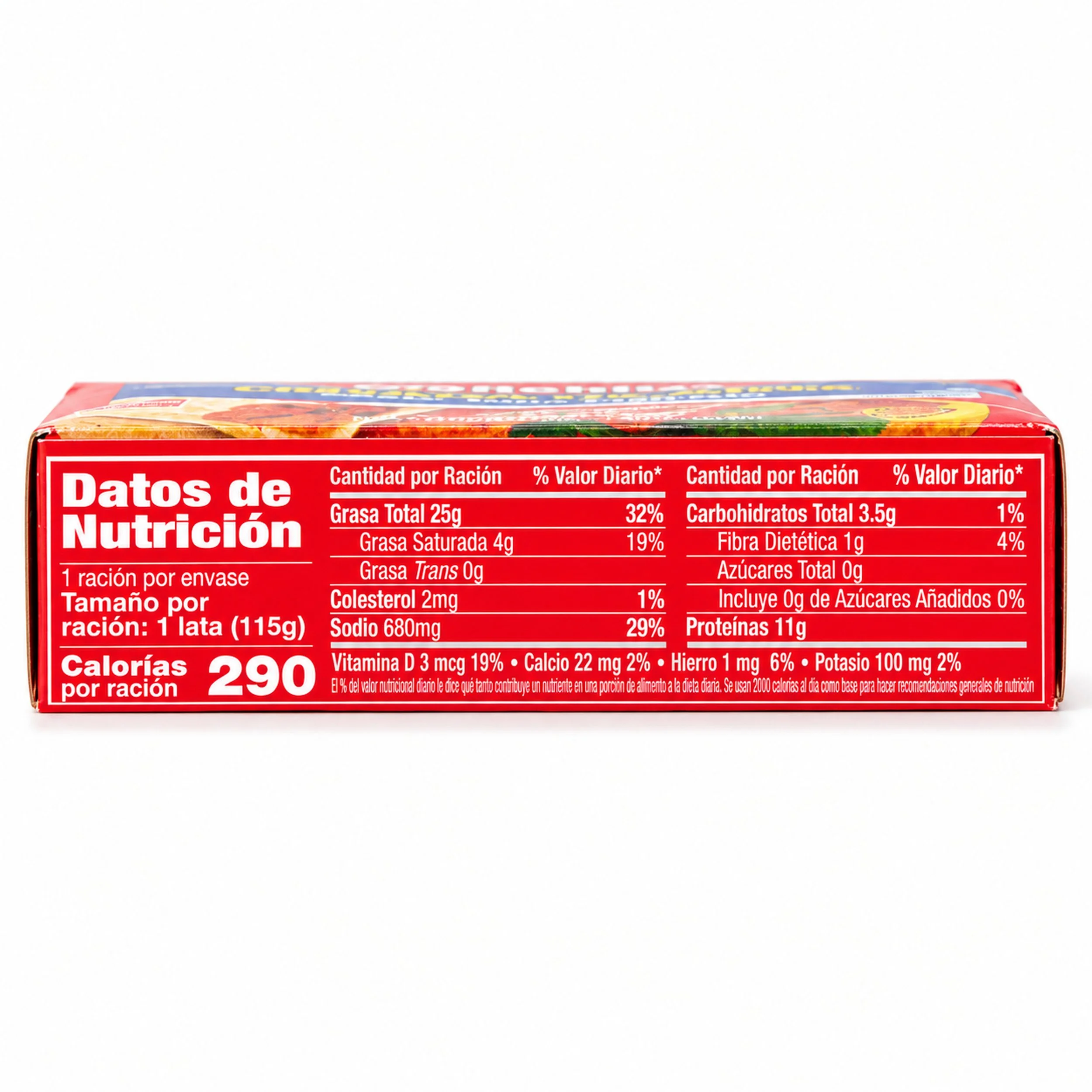 Conchita Zesty Tuna Fish Dip (Fritada de Atún) 4 oz box, back panel with nutrition facts